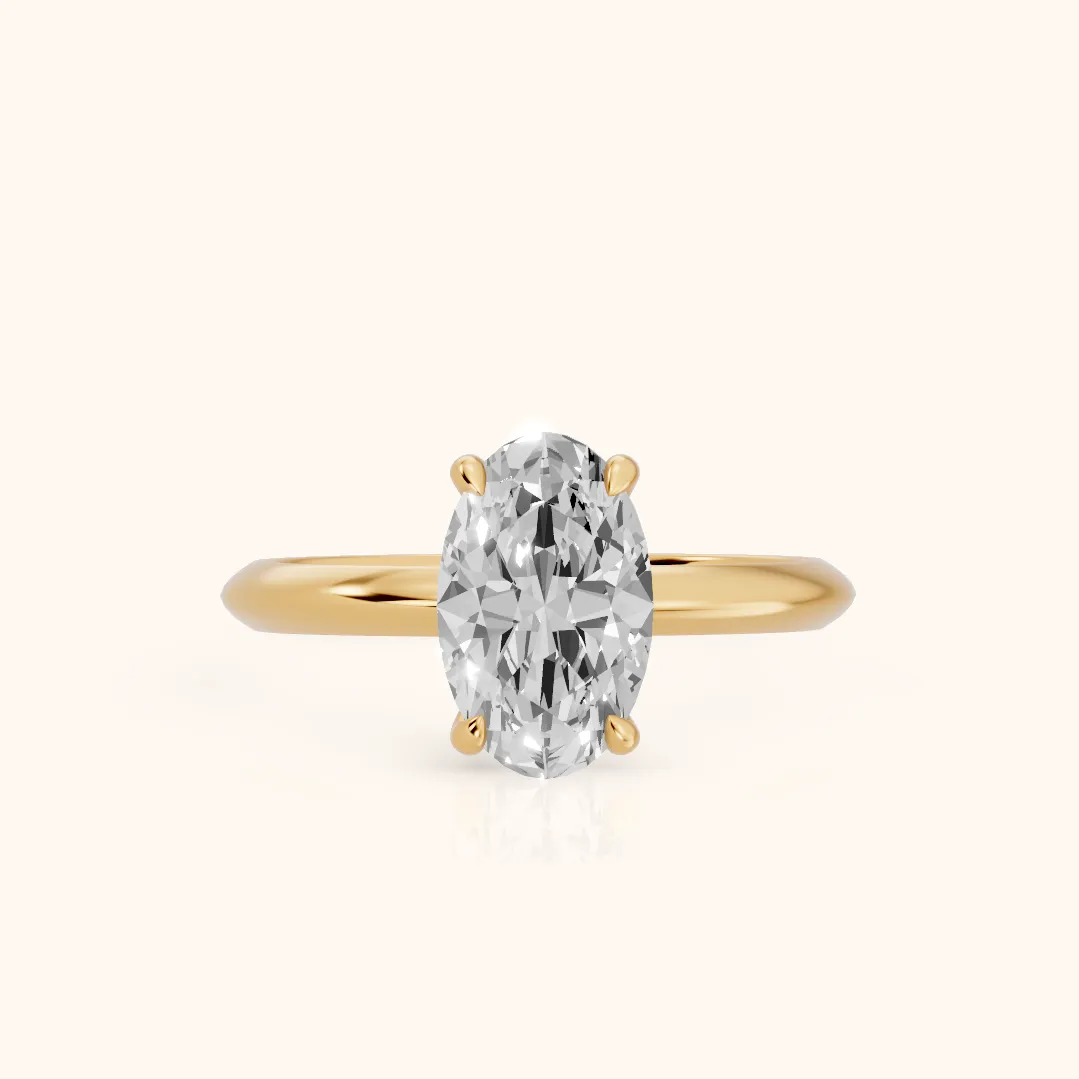 Amaya Hidden Halo Oval Diamond Ring in Yellow Gold — view 2