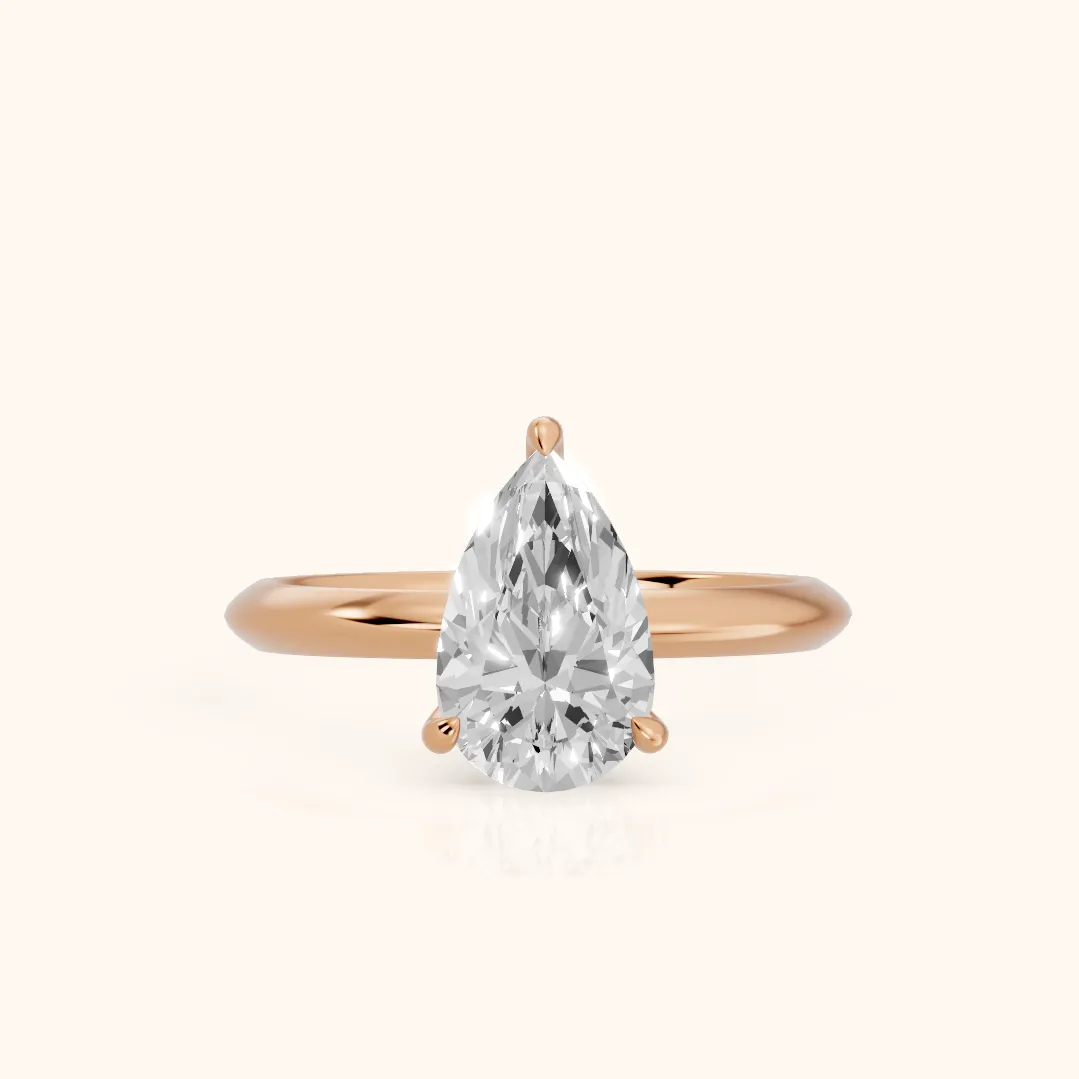 Amaya Hidden Halo Pear Diamond Ring in Rose Gold — view 2