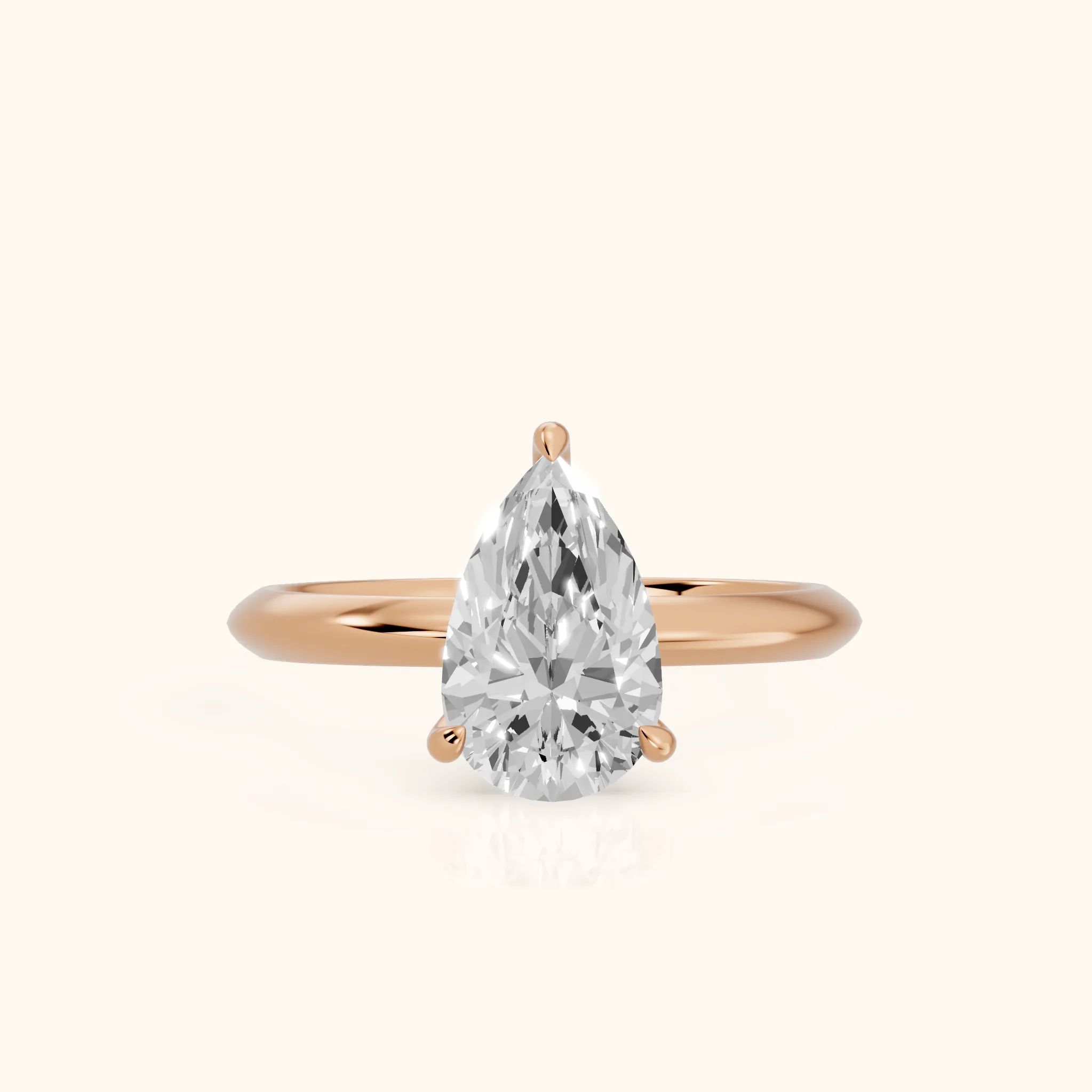 Amaya Hidden Halo Pear Diamond Ring in Rose Gold — view 1