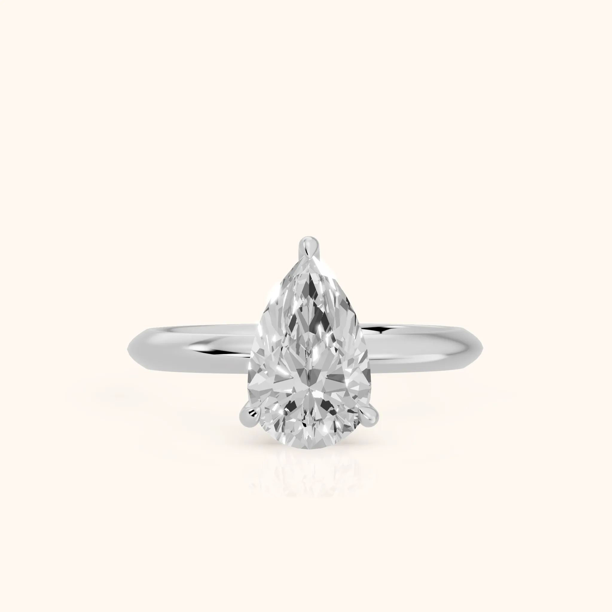 Amaya Hidden Halo Pear Diamond Ring in Silver — view 1