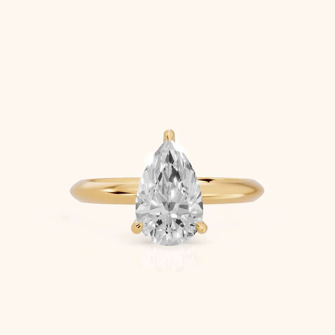 Amaya Hidden Halo Pear Diamond Ring in Yellow Gold — view 2