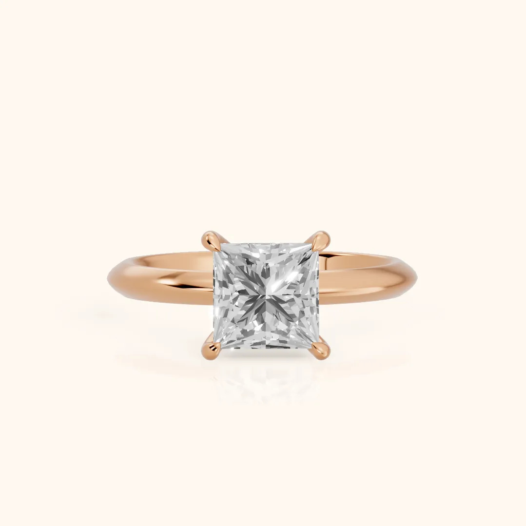 Amaya Hidden Halo Princess Diamond Ring in Rose Gold — view 2