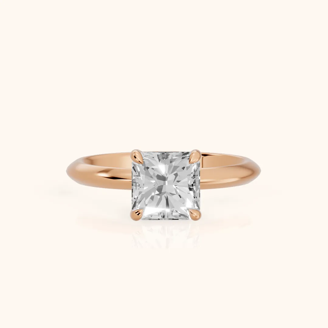 Amaya Hidden Halo Radiant Diamond Ring in Rose Gold — view 2