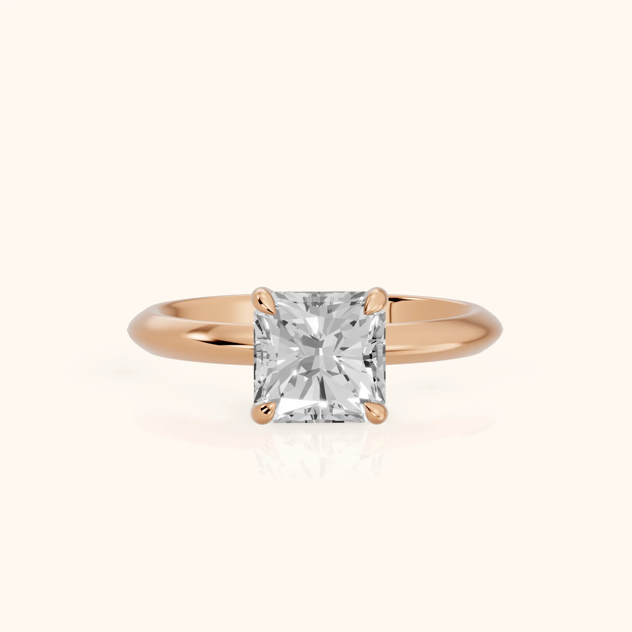 Amaya Hidden Halo Radiant Diamond Ring in Rose Gold — view 1