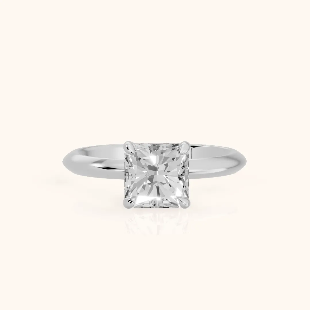 Amaya Hidden Halo Radiant Diamond Ring in Silver — view 2