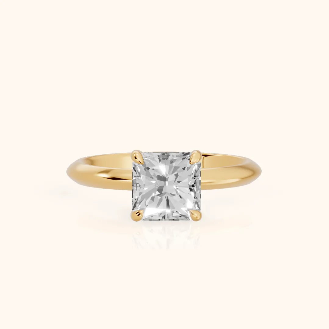 Amaya Hidden Halo Radiant Diamond Ring in Yellow Gold — view 2