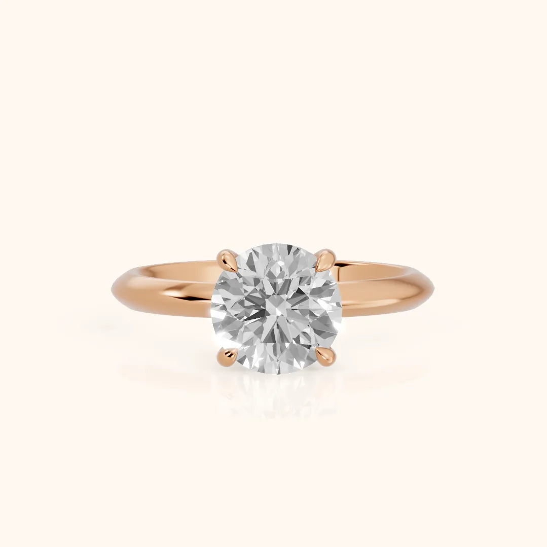 Amaya Hidden Halo Round Diamond Ring in Rose Gold — view 2