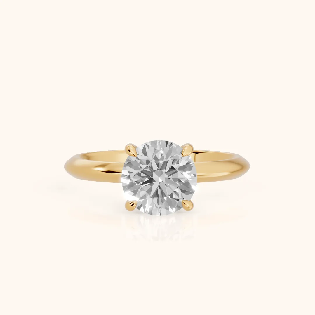 Amaya Hidden Halo Round Diamond Ring in Yellow Gold — view 2