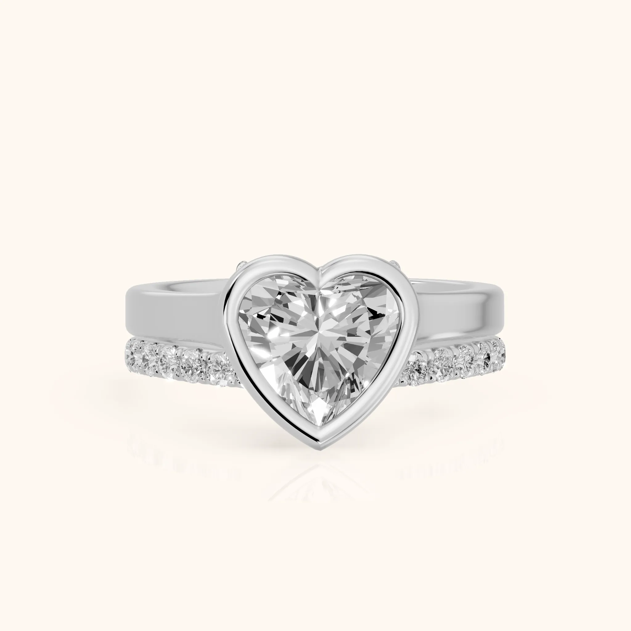 Ayla Bezel Bypass Heart Diamond Ring in White Gold — view 1