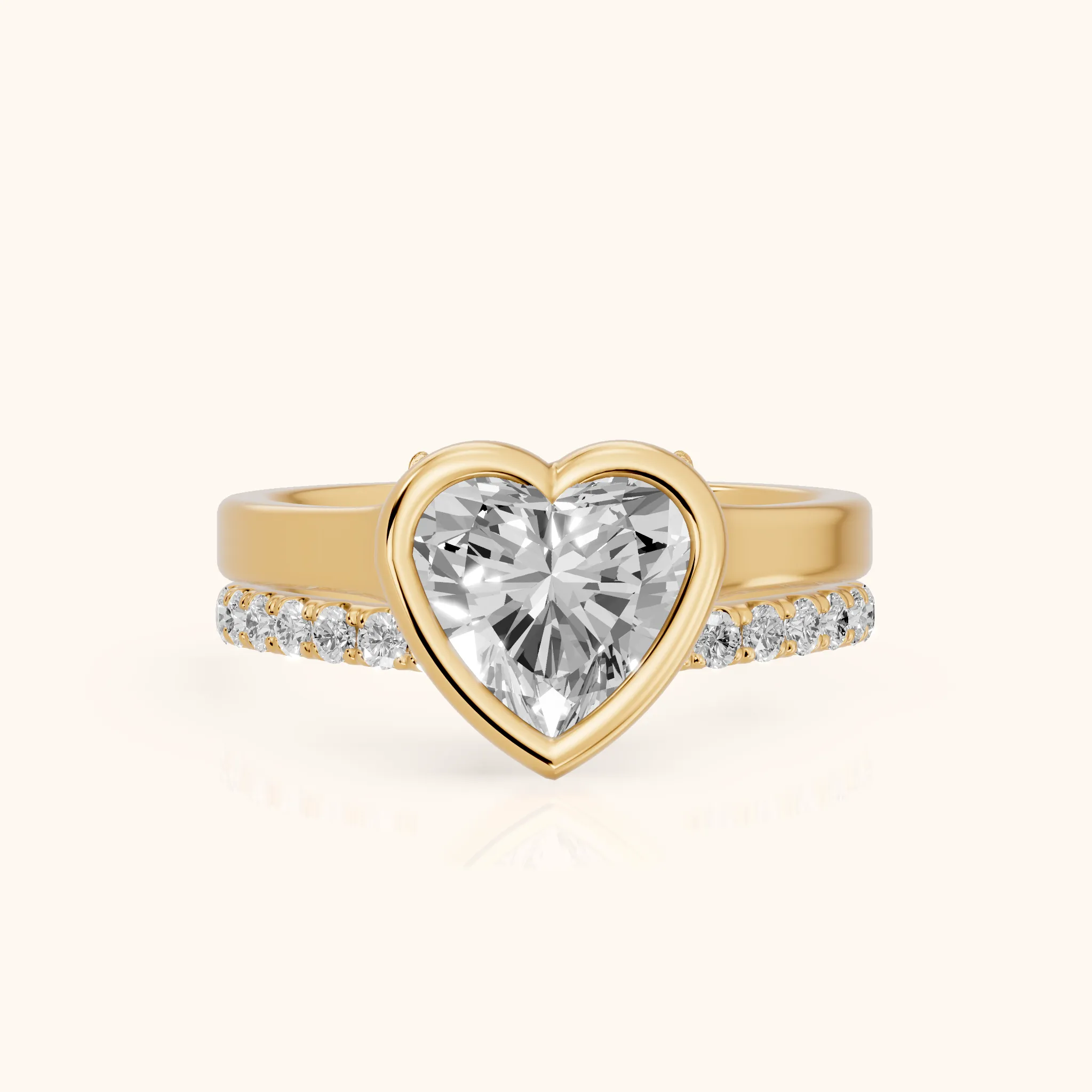 Ayla Bezel Bypass Heart Diamond Ring in Yellow Gold — view 1