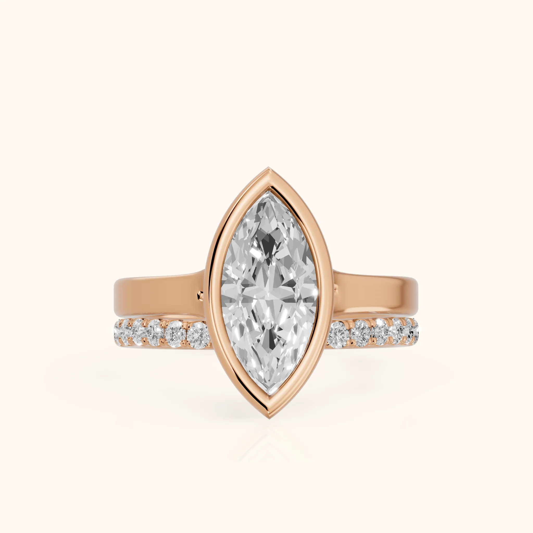 Ayla Bezel Bypass Marquise Diamond Ring in Rose Gold — view 1