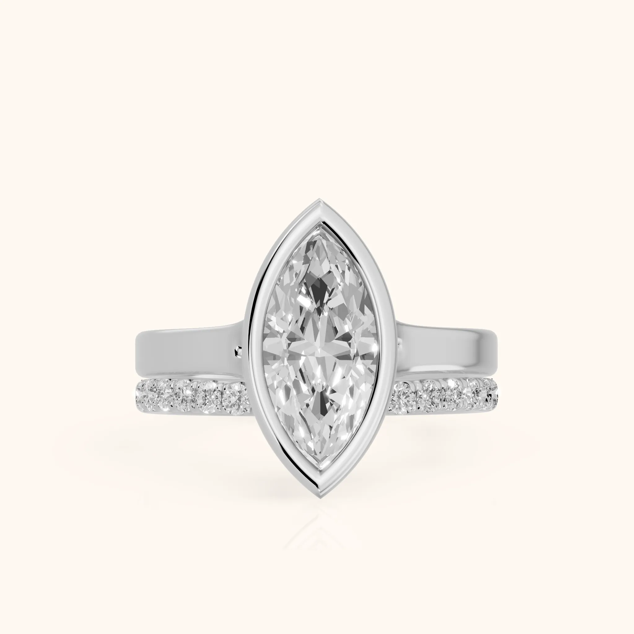 Ayla Bezel Bypass Marquise Diamond Ring in Silver — view 1