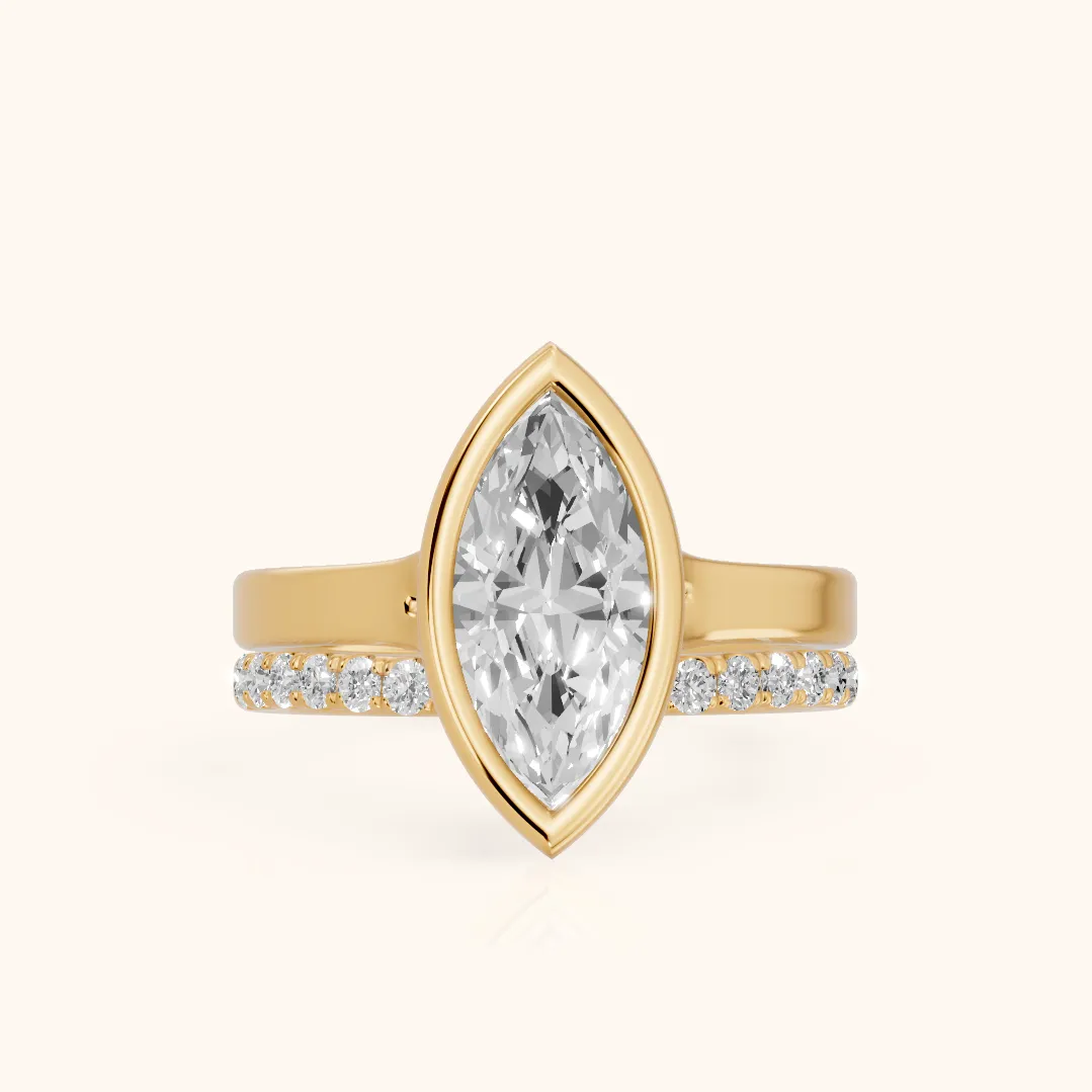 Ayla Bezel Bypass Marquise Diamond Ring in Yellow Gold — view 2