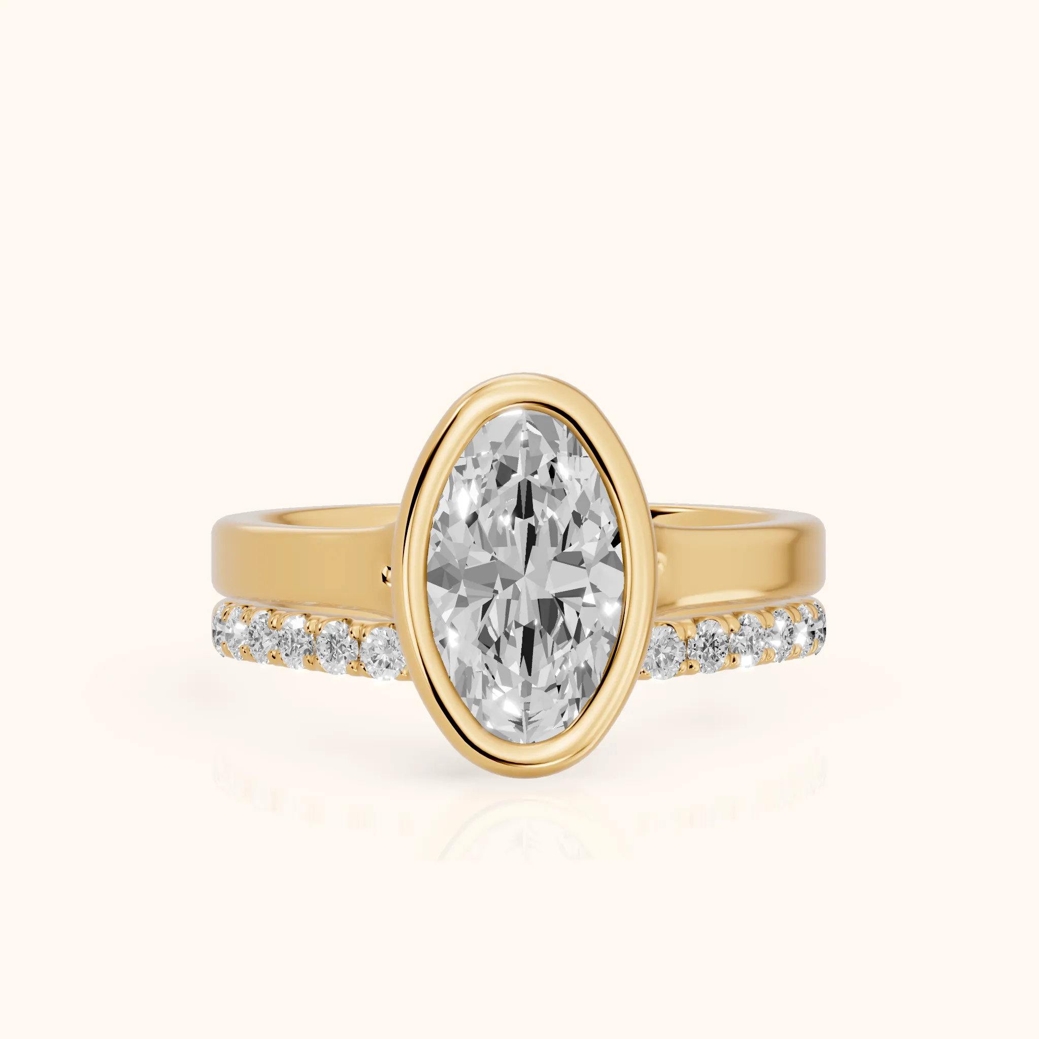 Ayla Bezel Bypass Oval Diamond Ring in Yellow Gold — view 1
