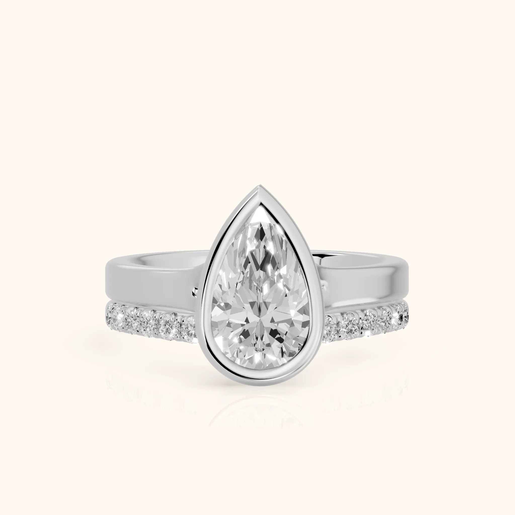 Ayla Bezel Bypass Pear Diamond Ring in Platinum — view 1