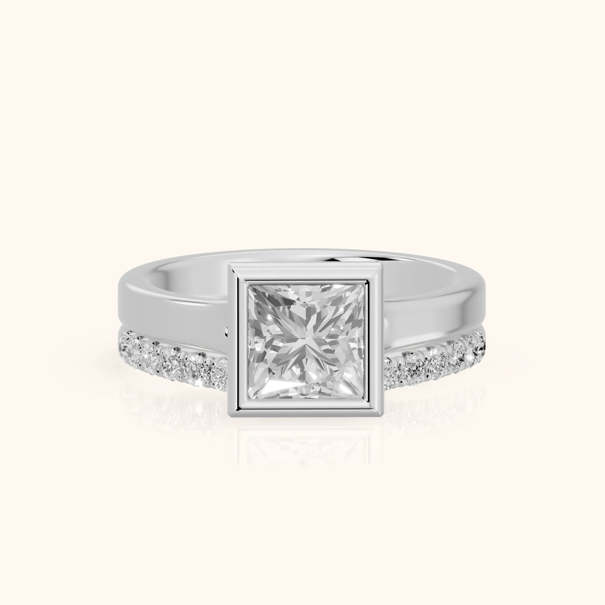 Ayla Bezel Bypass Princess Diamond Ring in Platinum — view 1