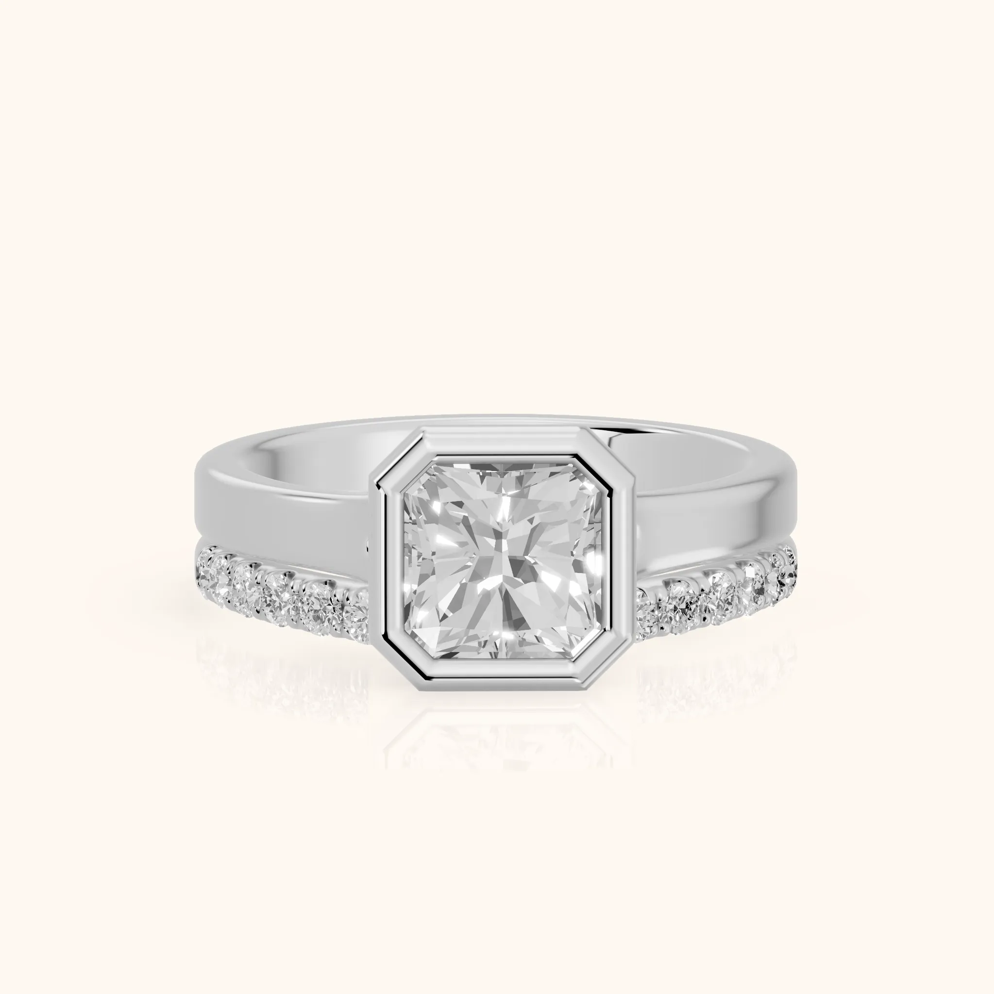 Ayla Bezel Bypass Radiant Diamond Ring in Platinum — view 1