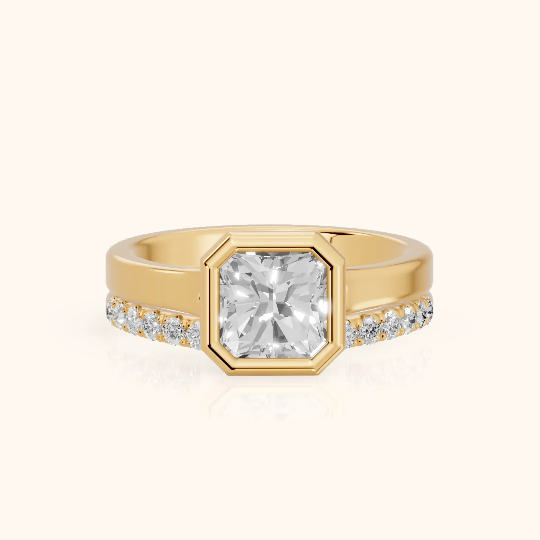 Ayla Bezel Bypass Radiant Diamond Ring in Yellow Gold — view 2
