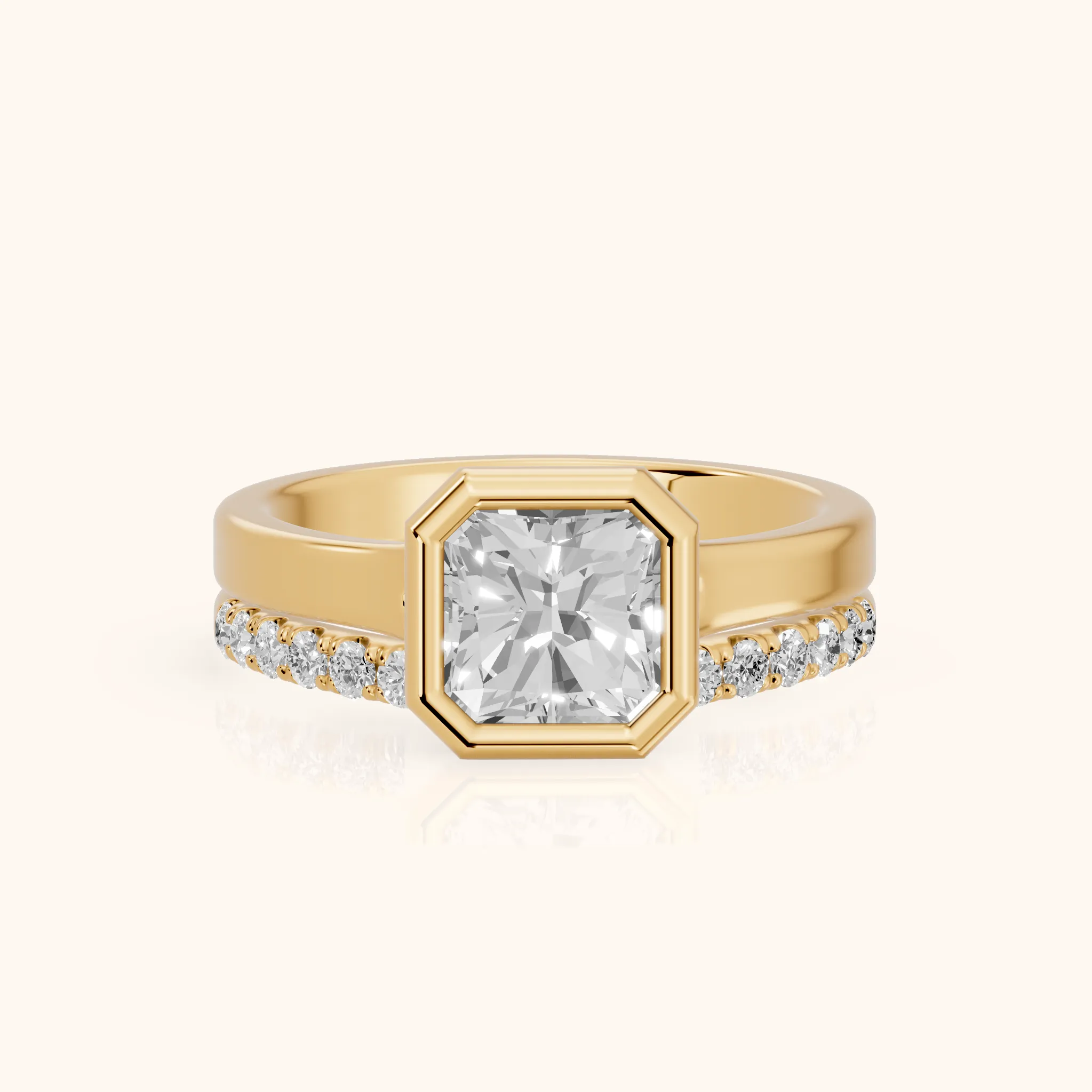 Ayla Bezel Bypass Radiant Diamond Ring in Yellow Gold — view 1