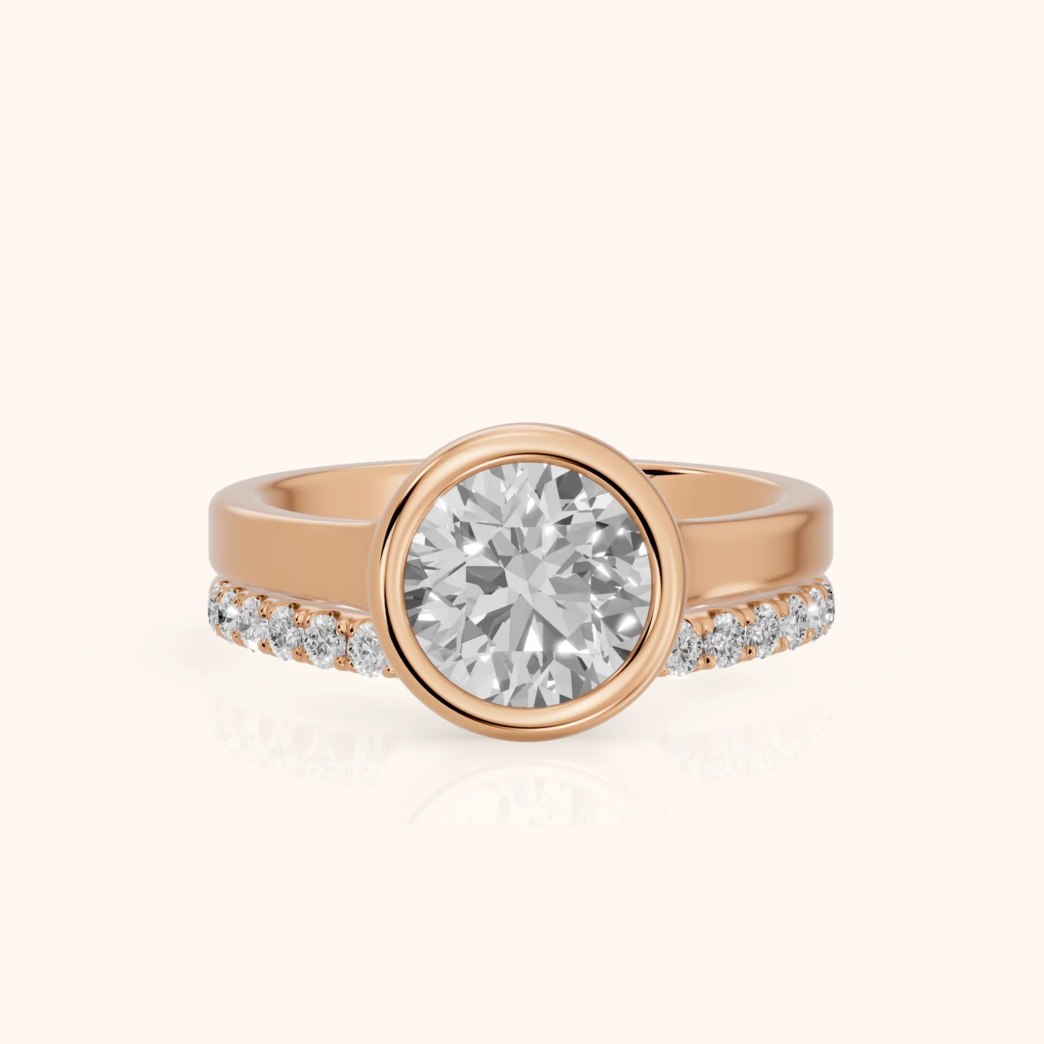 Ayla Bezel Bypass Round Diamond Ring in Rose Gold — view 1