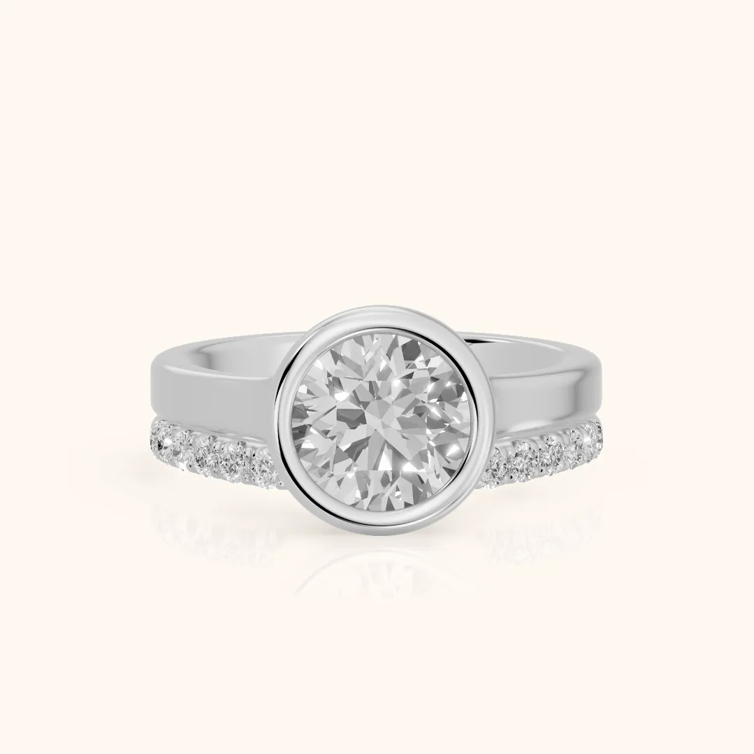 Ayla Bezel Bypass Round Diamond Ring in White Gold — view 2