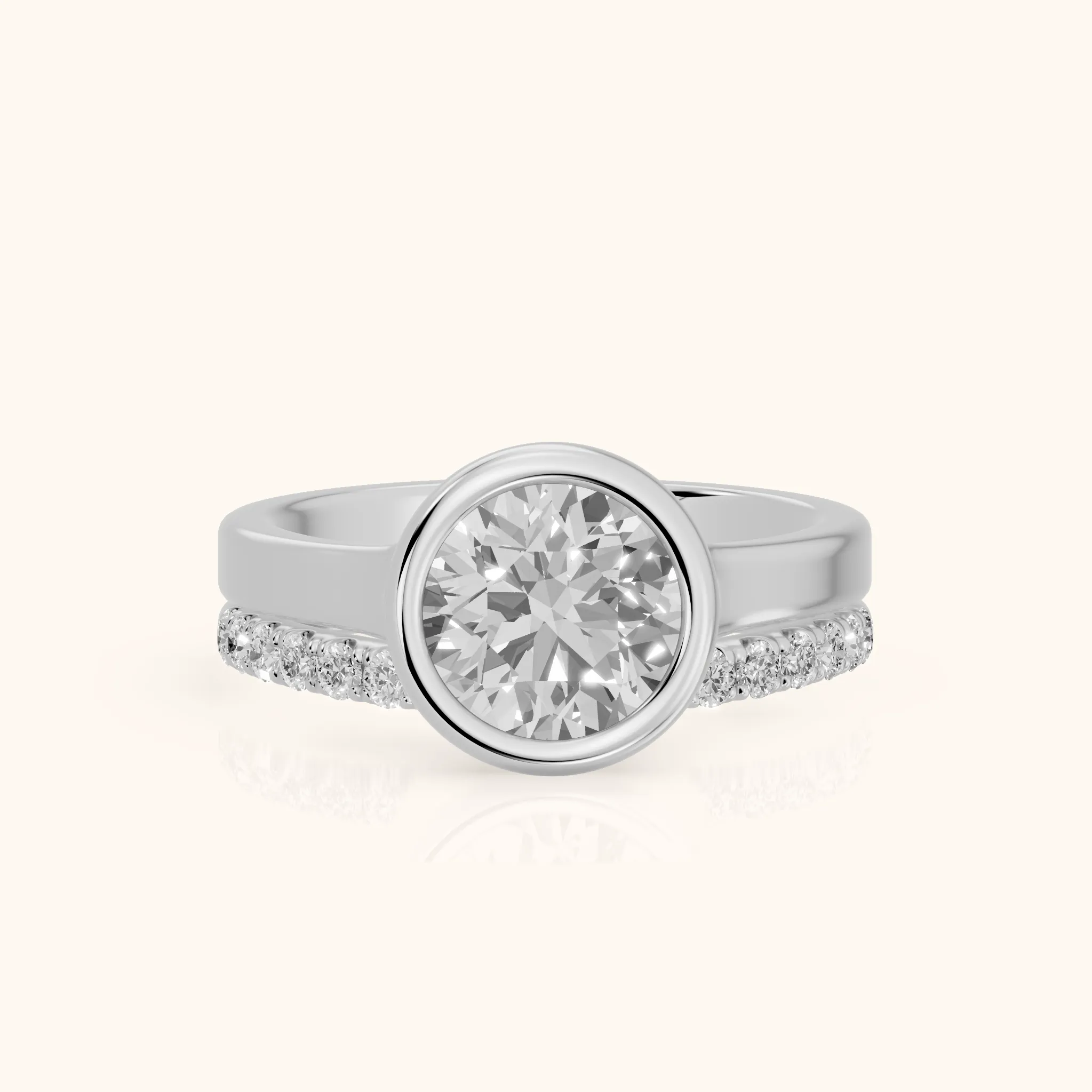 Ayla Bezel Bypass Round Diamond Ring in White Gold — view 1