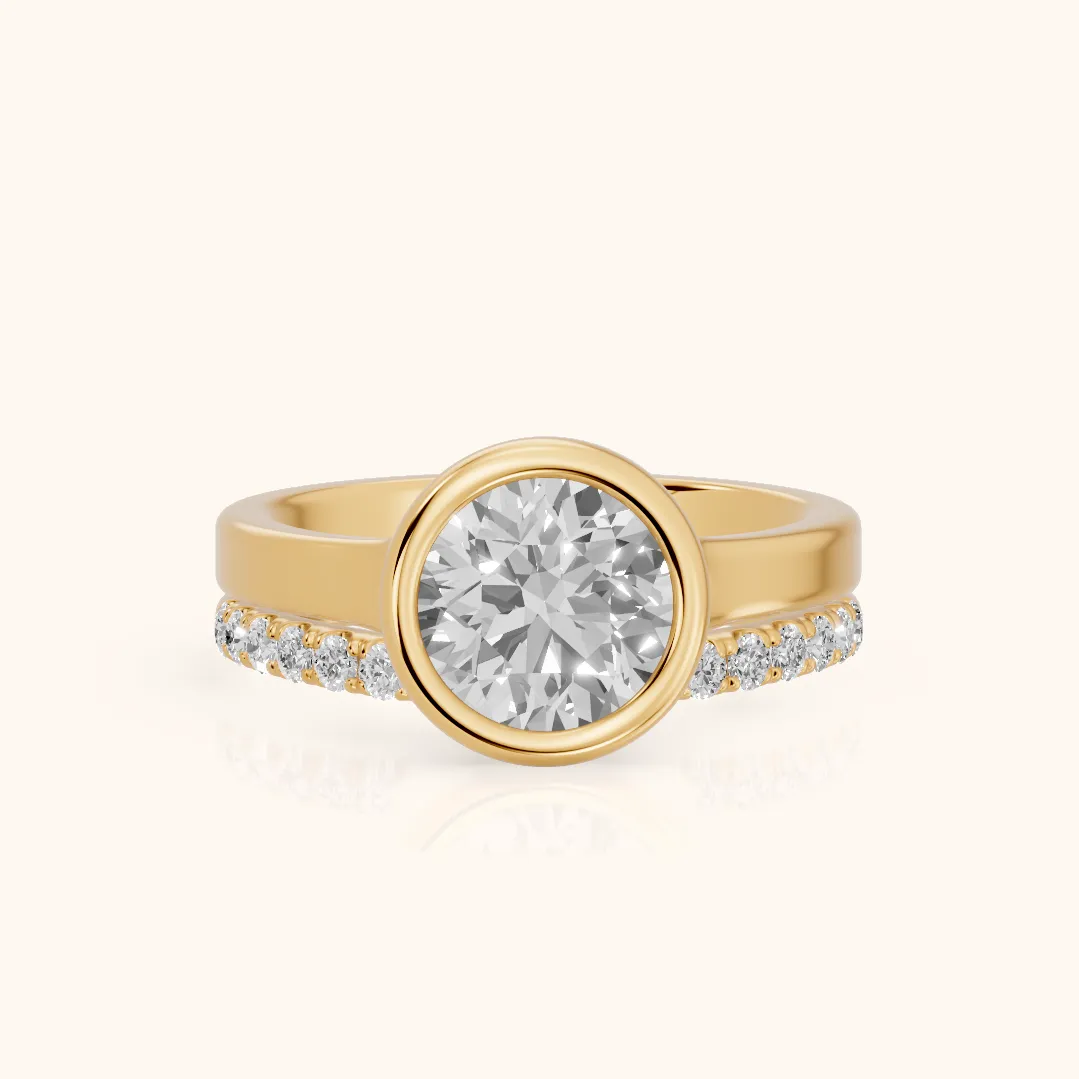 Ayla Bezel Bypass Round Diamond Ring in Yellow Gold — view 2