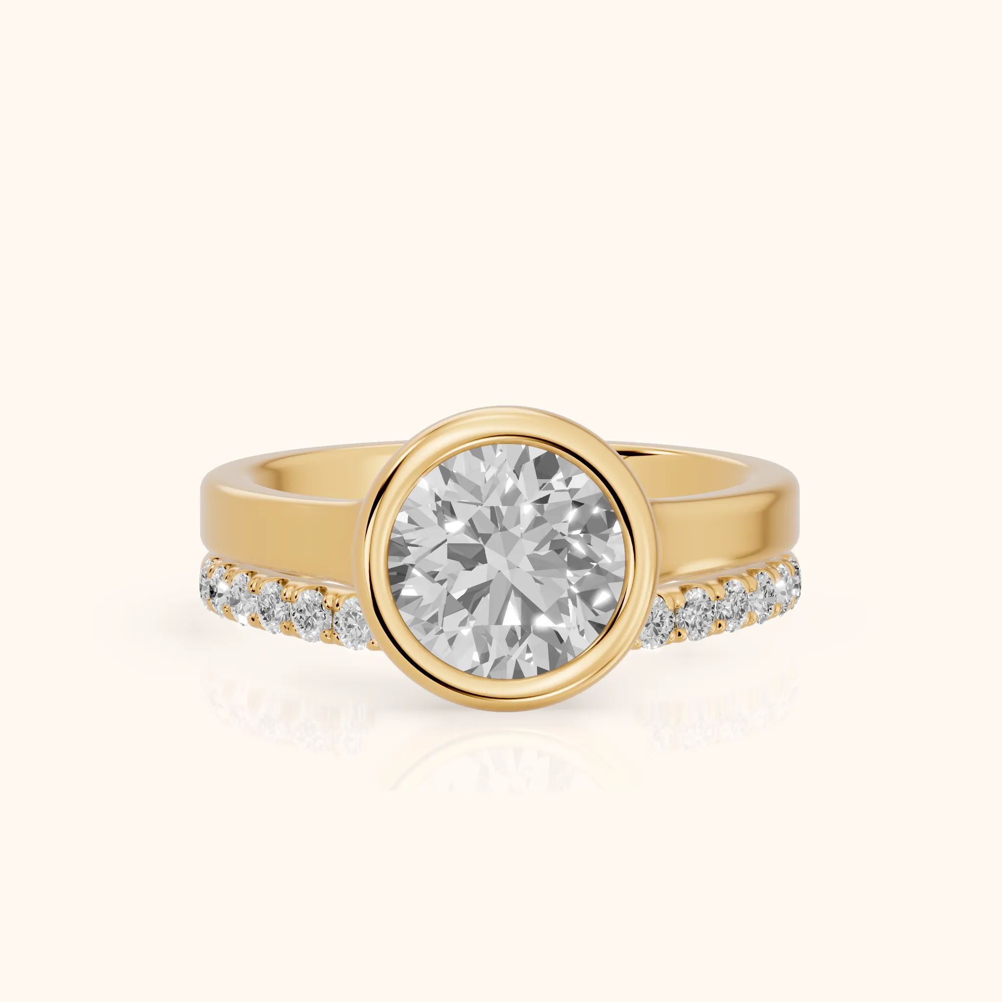 Ayla Bezel Bypass Round Diamond Ring in Yellow Gold — view 1