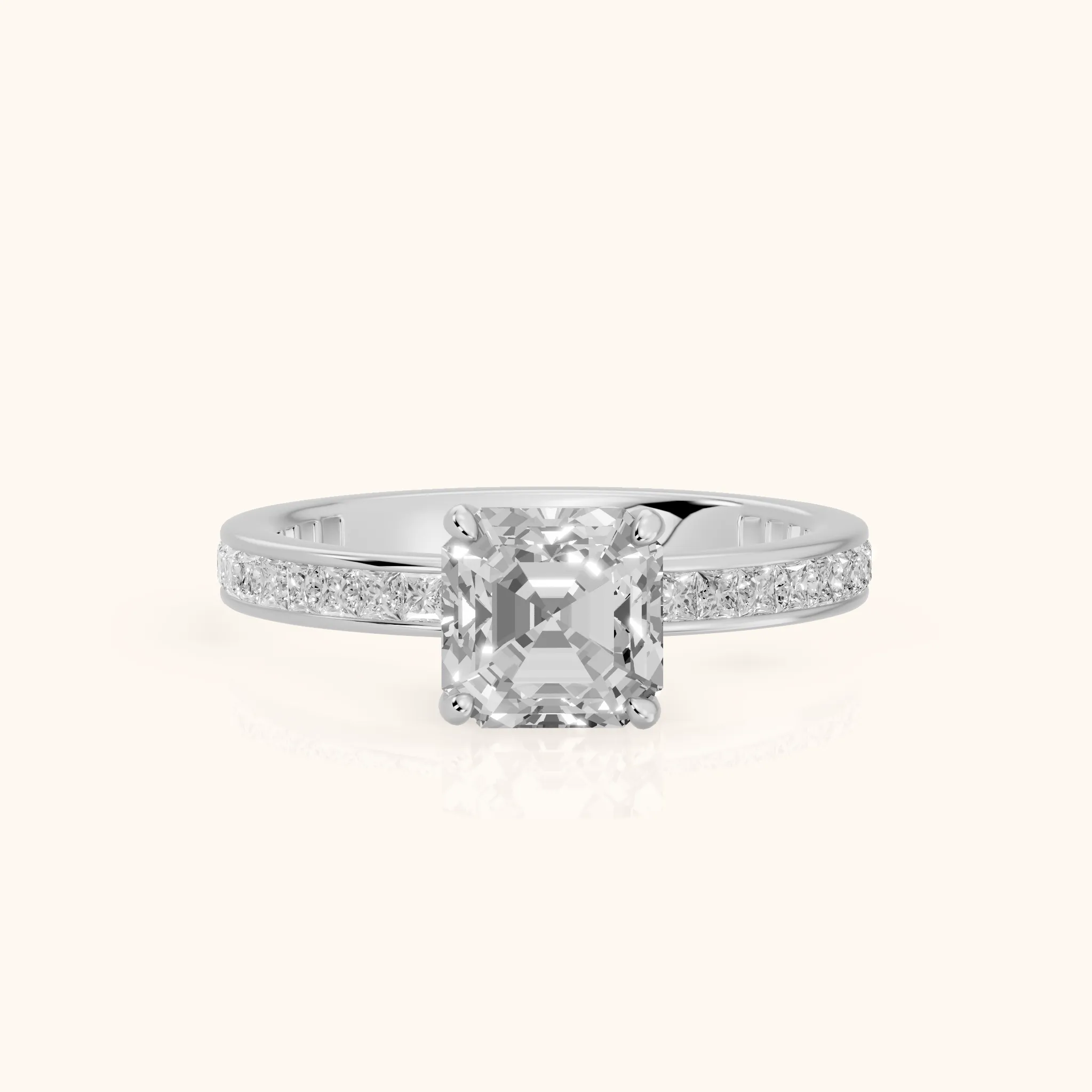 Brielle Channel Set Solitaire Asscher Diamond Ring in Platinum — view 1