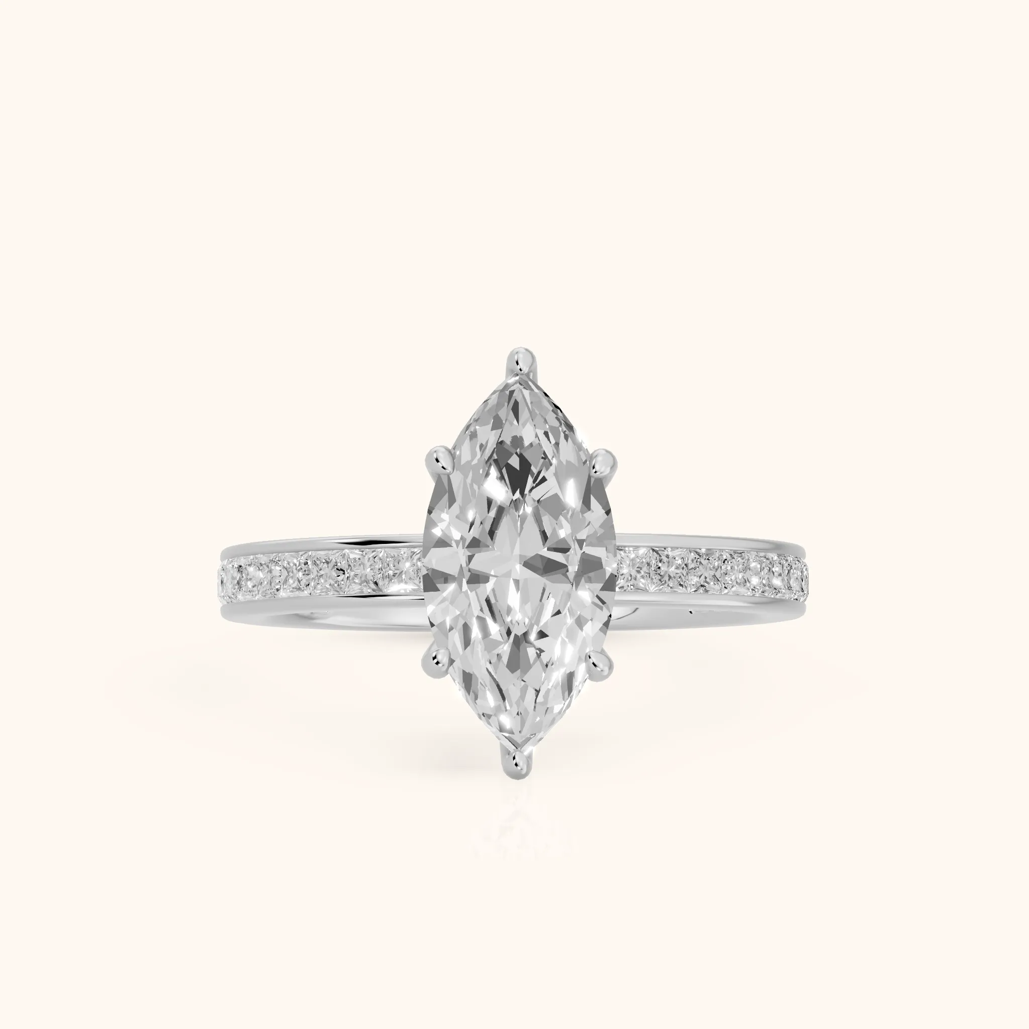 Brielle Channel Set Solitaire Marquise Diamond Ring in Silver — view 1