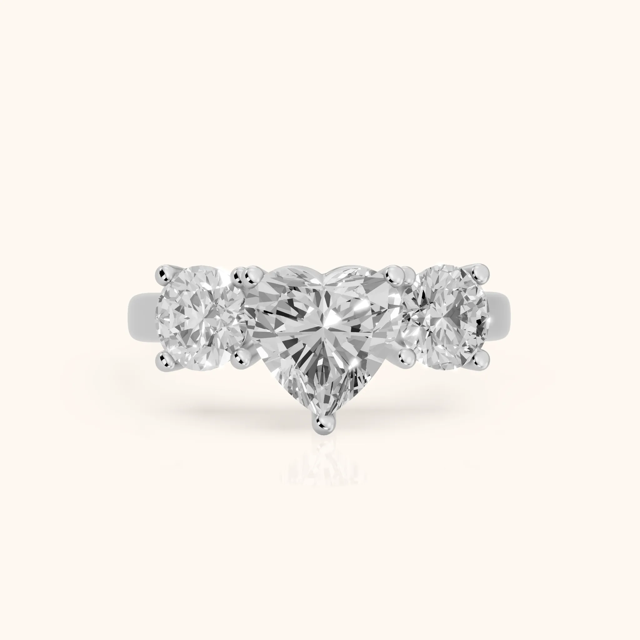 Callie Three-Stone Trellis Heart Diamond Engagement Ring in Silver — view 1