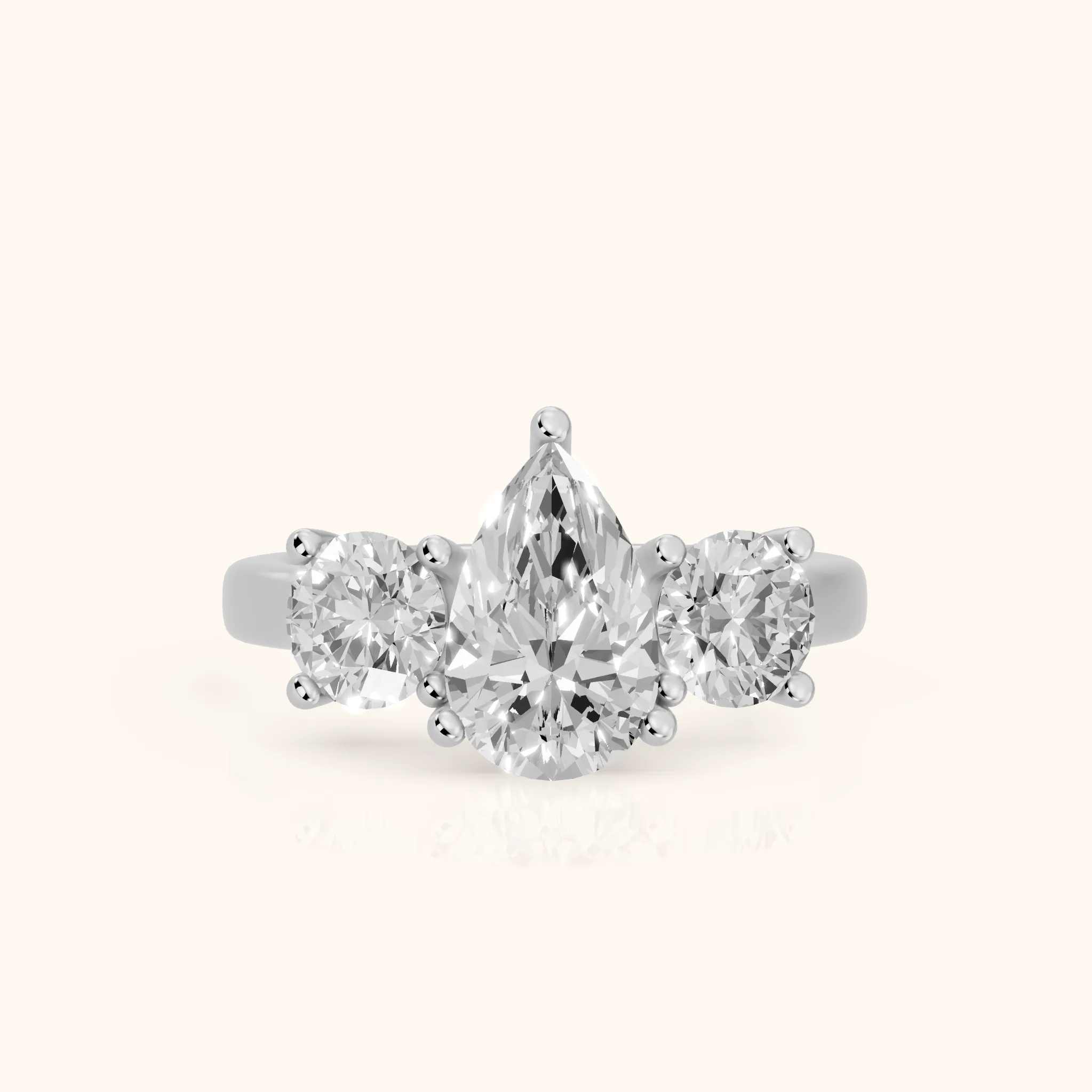 Callie Three-Stone Trellis Pear Diamond Engagement Ring in Silver — view 1