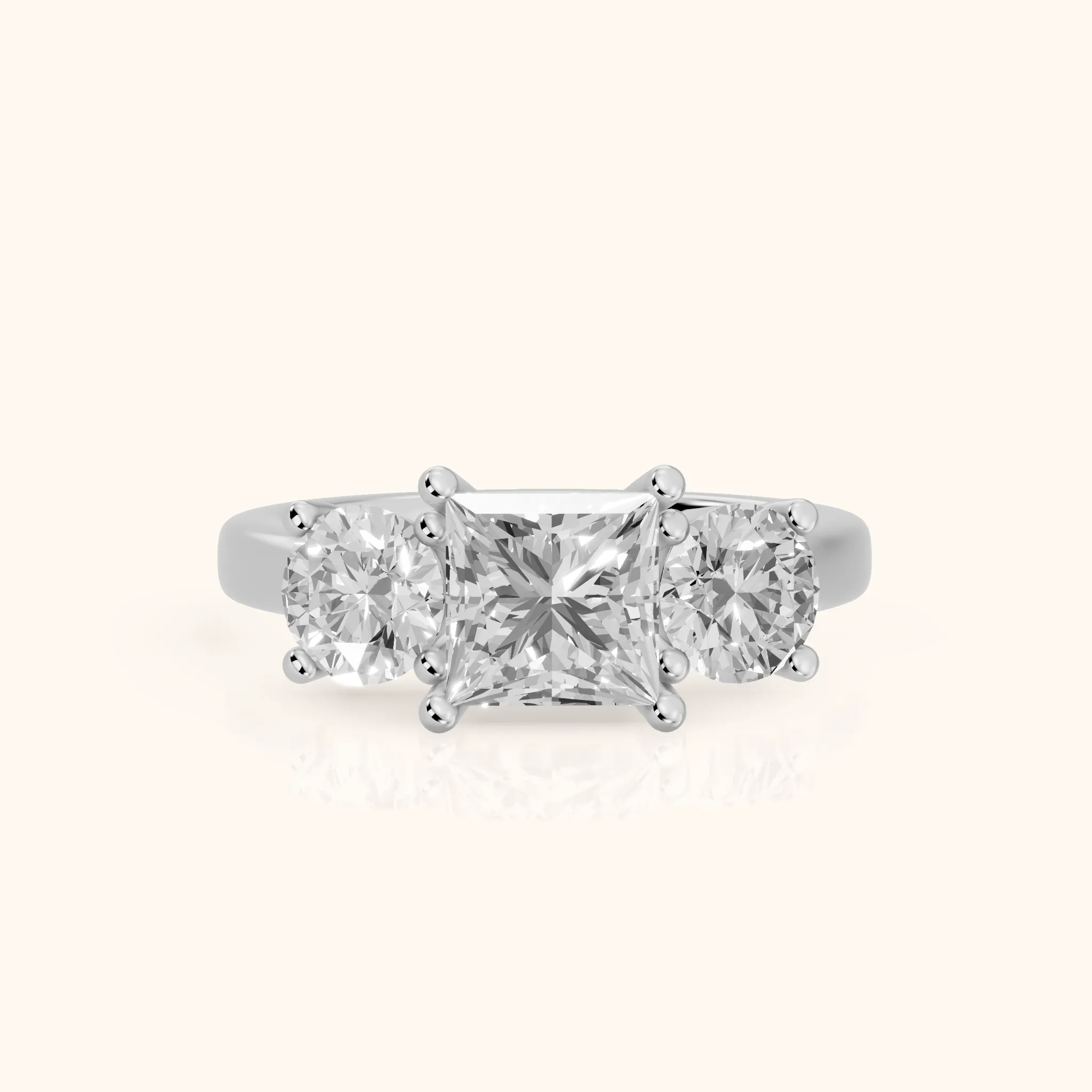 Callie Three-Stone Trellis Princess Diamond Engagement Ring in Silver — view 1