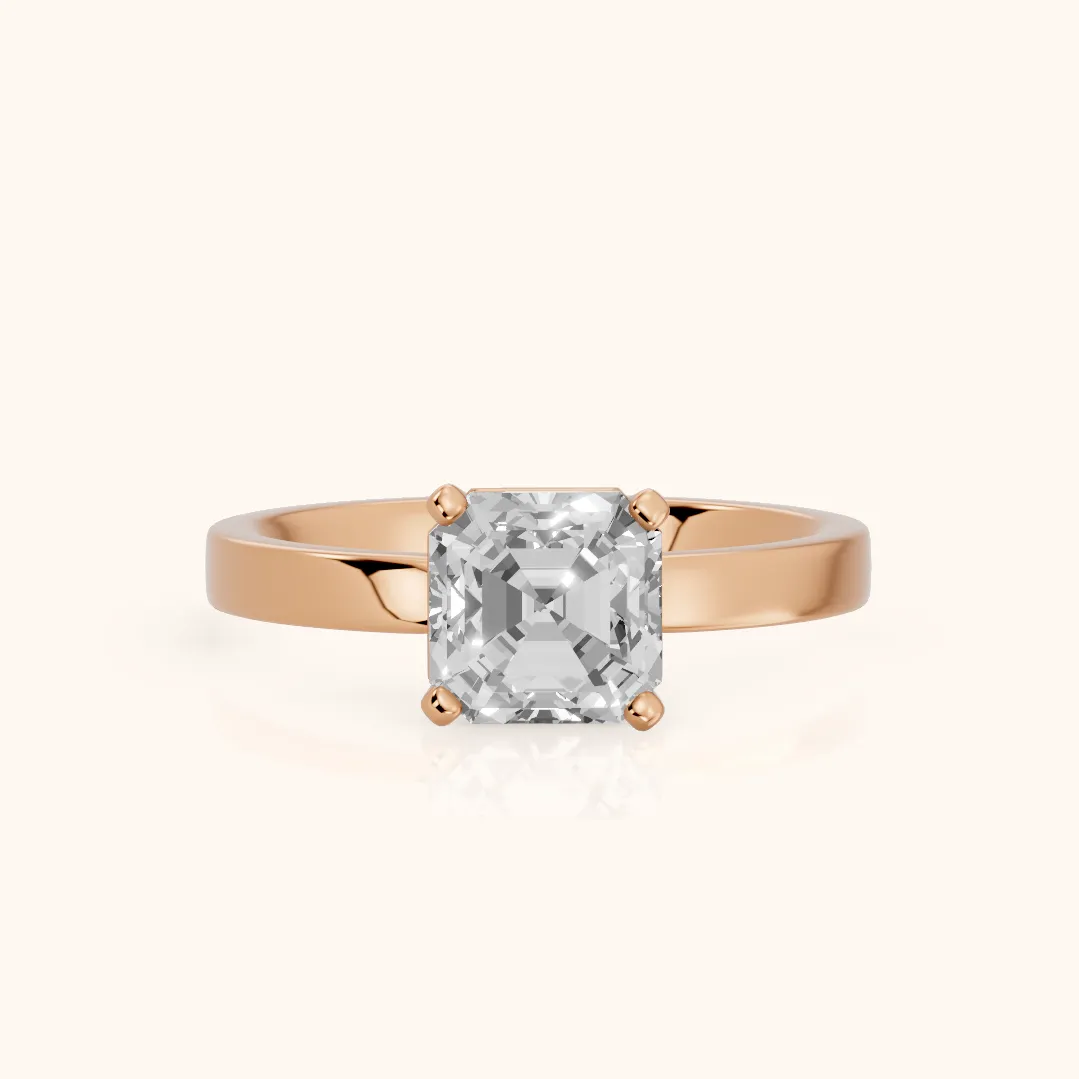 Delia Solitaire Asscher Diamond Engagement Ring in Rose Gold — view 2