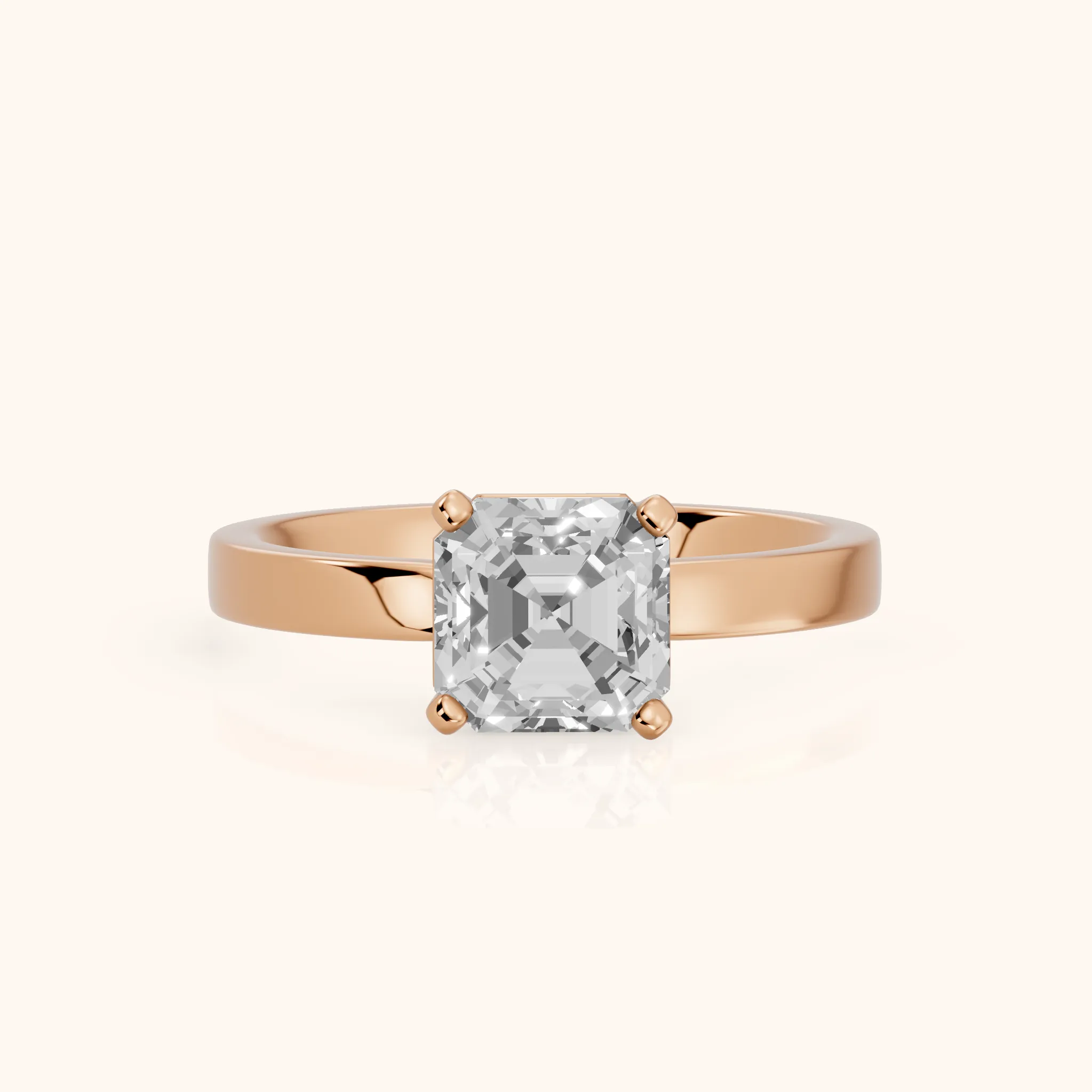 Delia Solitaire Asscher Diamond Engagement Ring in Rose Gold — view 1