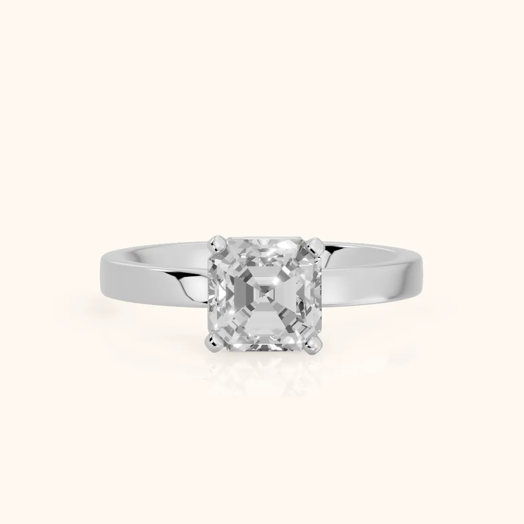 Delia Solitaire Asscher Diamond Engagement Ring in Silver — view 2