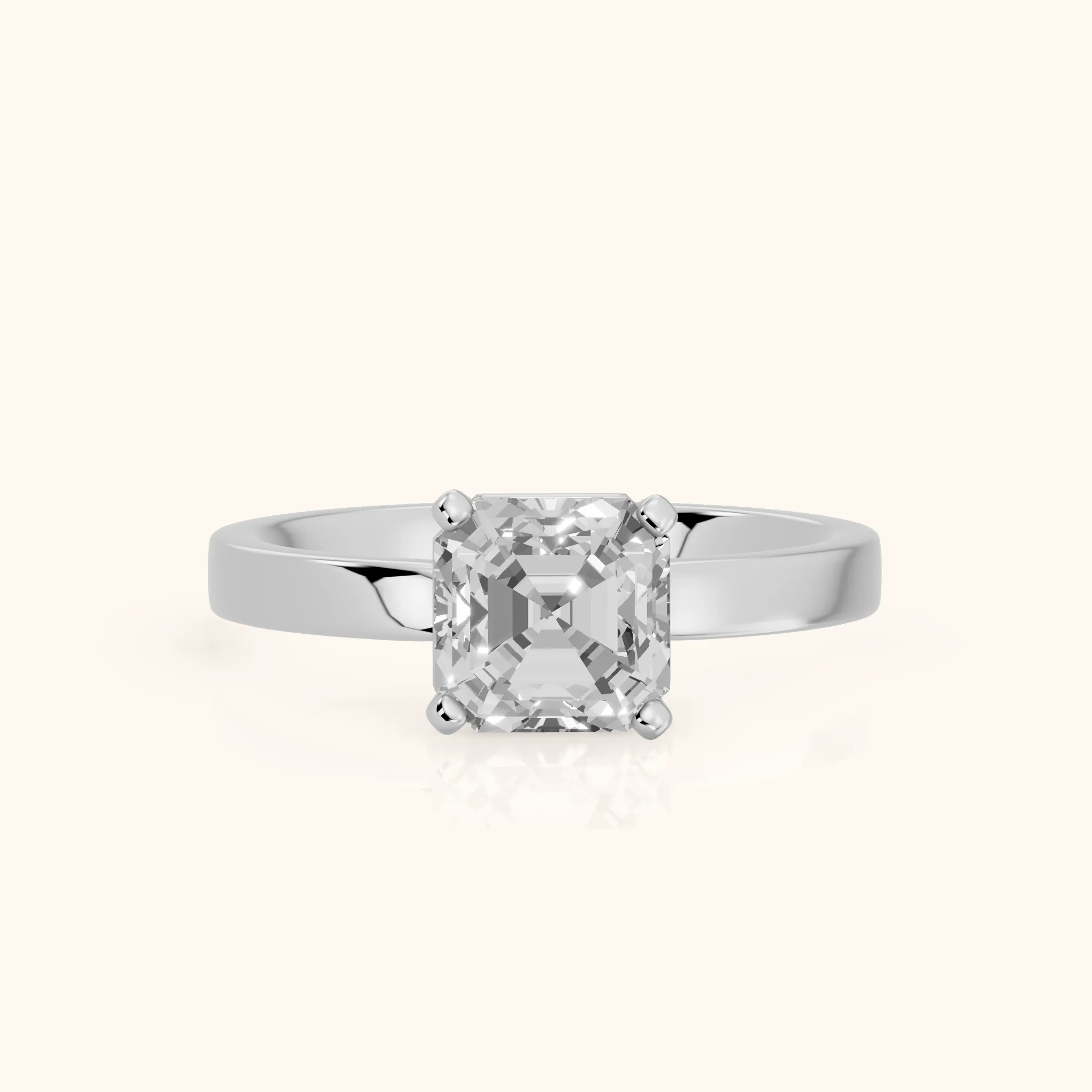 Delia Solitaire Asscher Diamond Engagement Ring in Silver — view 1