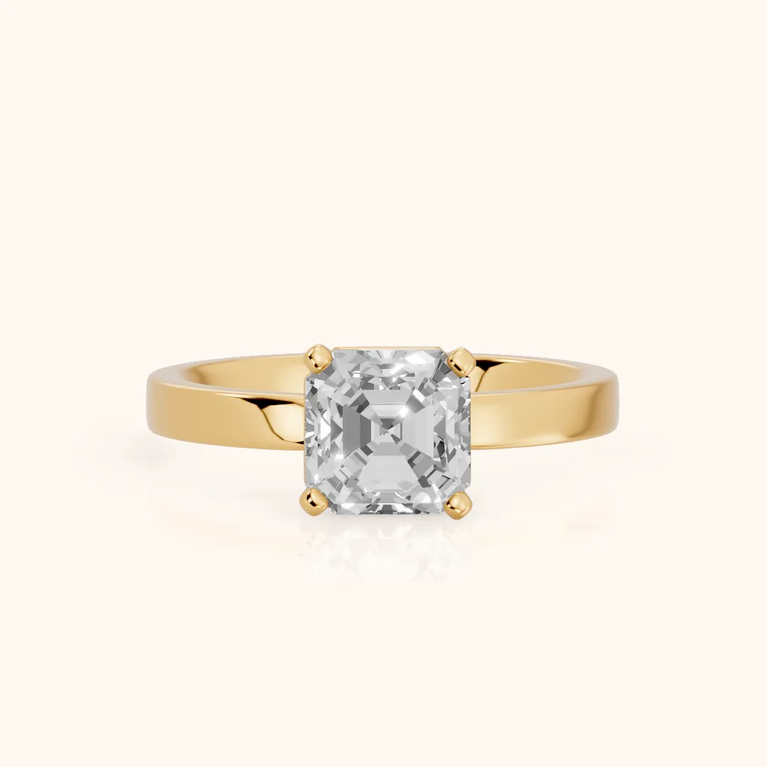 Delia Solitaire Asscher Diamond Engagement Ring in Yellow Gold — view 2