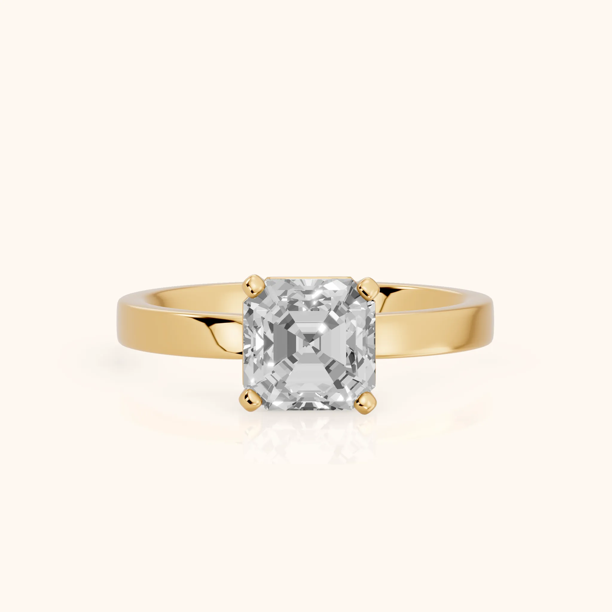Delia Solitaire Asscher Diamond Engagement Ring in Yellow Gold — view 1