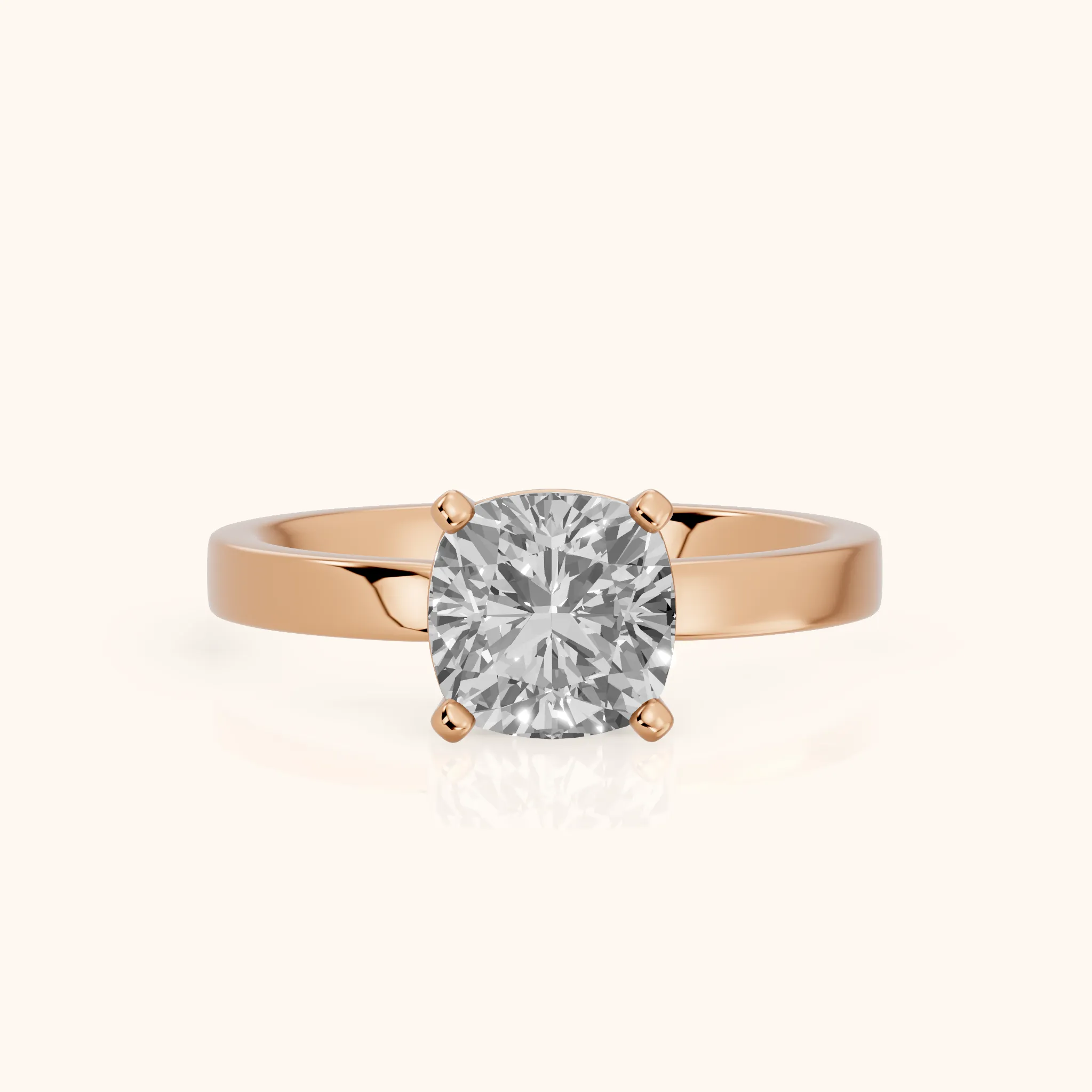 Delia Solitaire Cushion Diamond Engagement Ring in Rose Gold — view 1