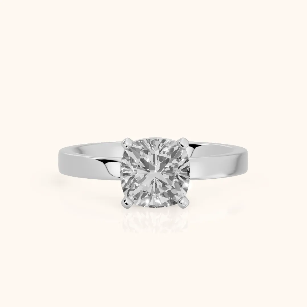 Delia Solitaire Cushion Diamond Engagement Ring in Silver — view 2