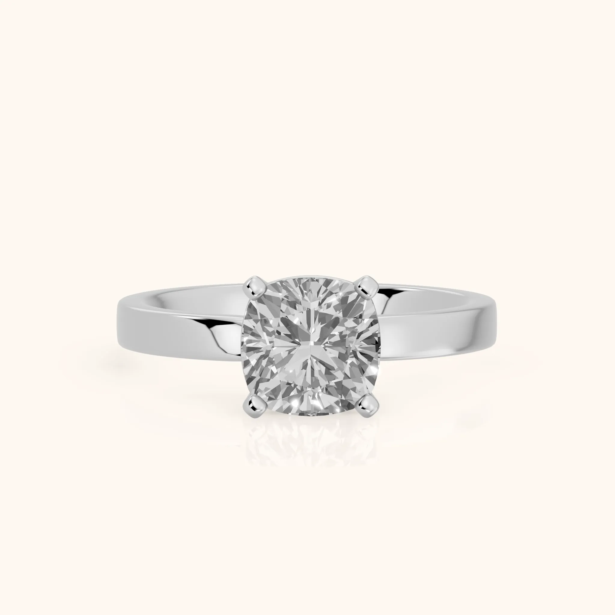 Delia Solitaire Cushion Diamond Engagement Ring in Silver — view 1