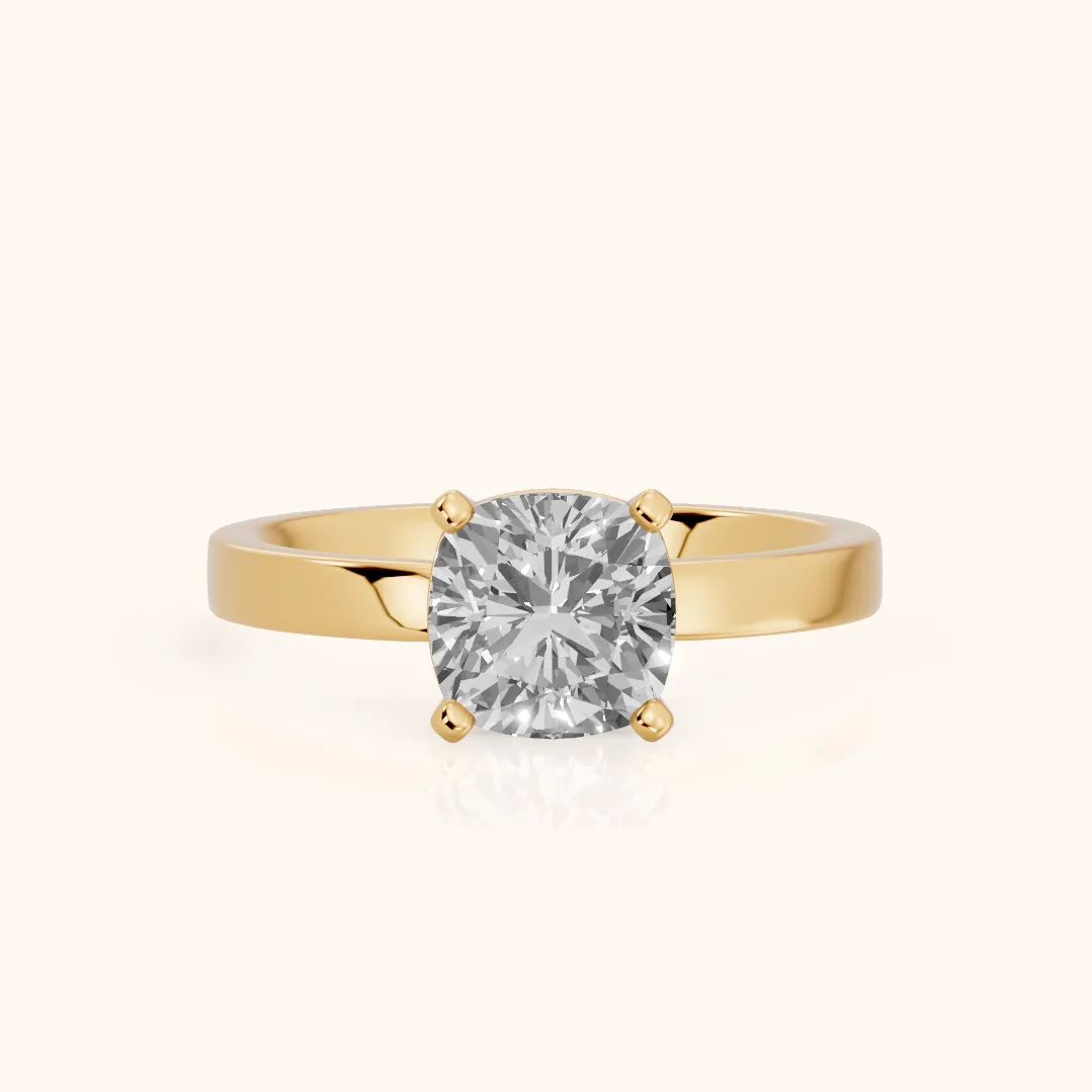 Delia Solitaire Cushion Diamond Engagement Ring in Yellow Gold — view 2
