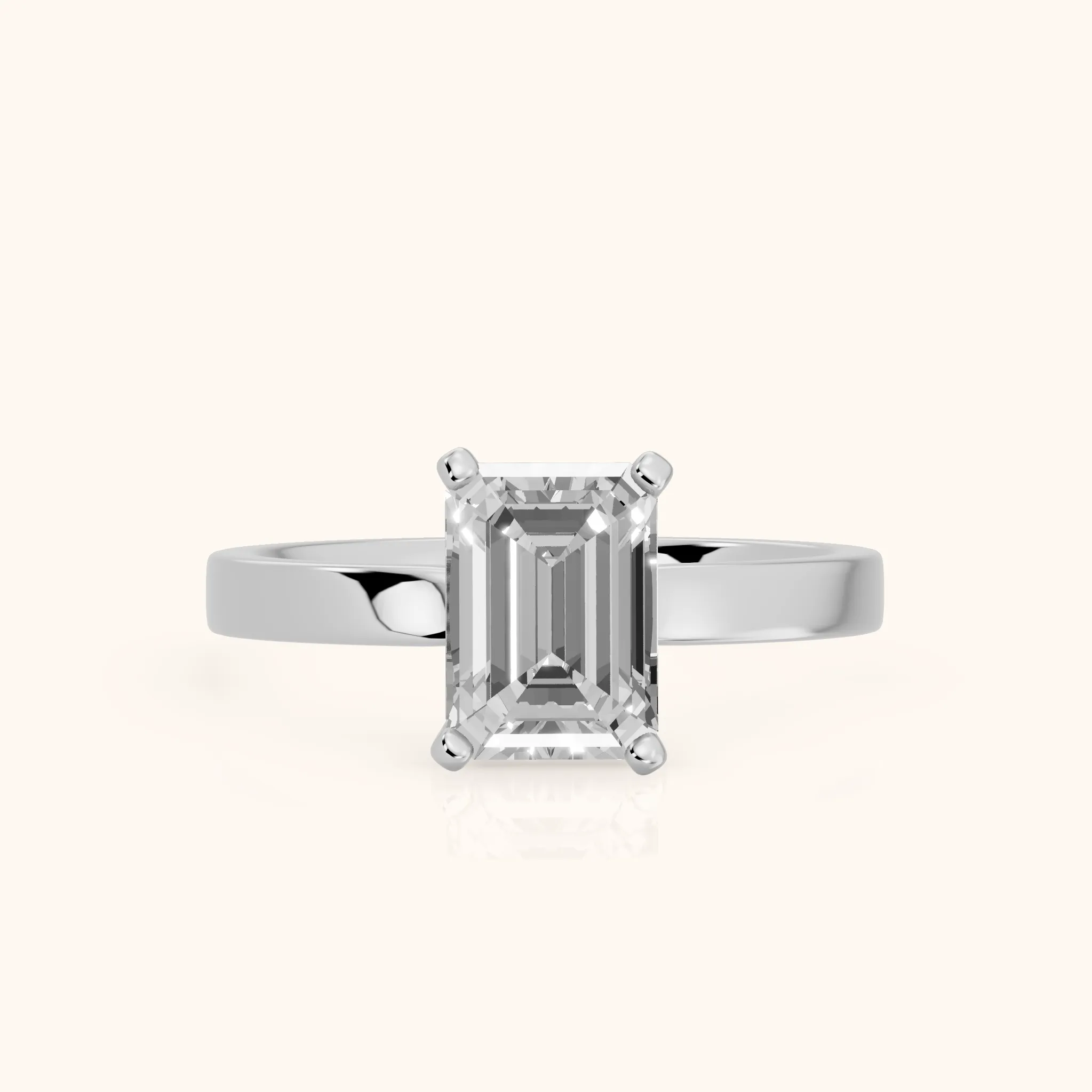 Delia Solitaire Emerald Diamond Engagement Ring in White Gold — view 1