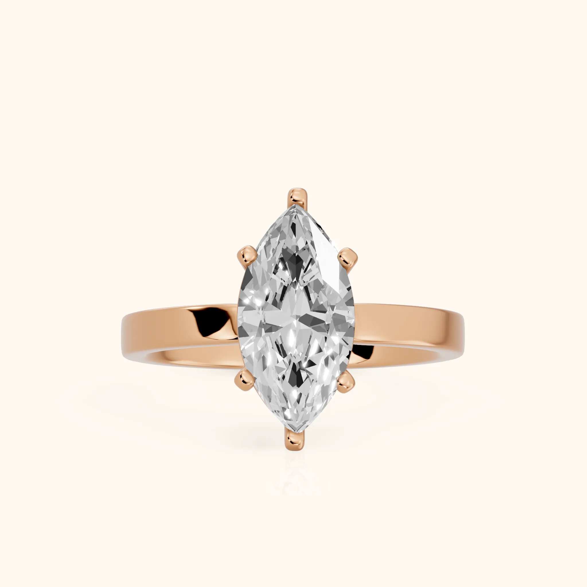 Delia Solitaire Marquise Diamond Engagement Ring in Rose Gold — view 1