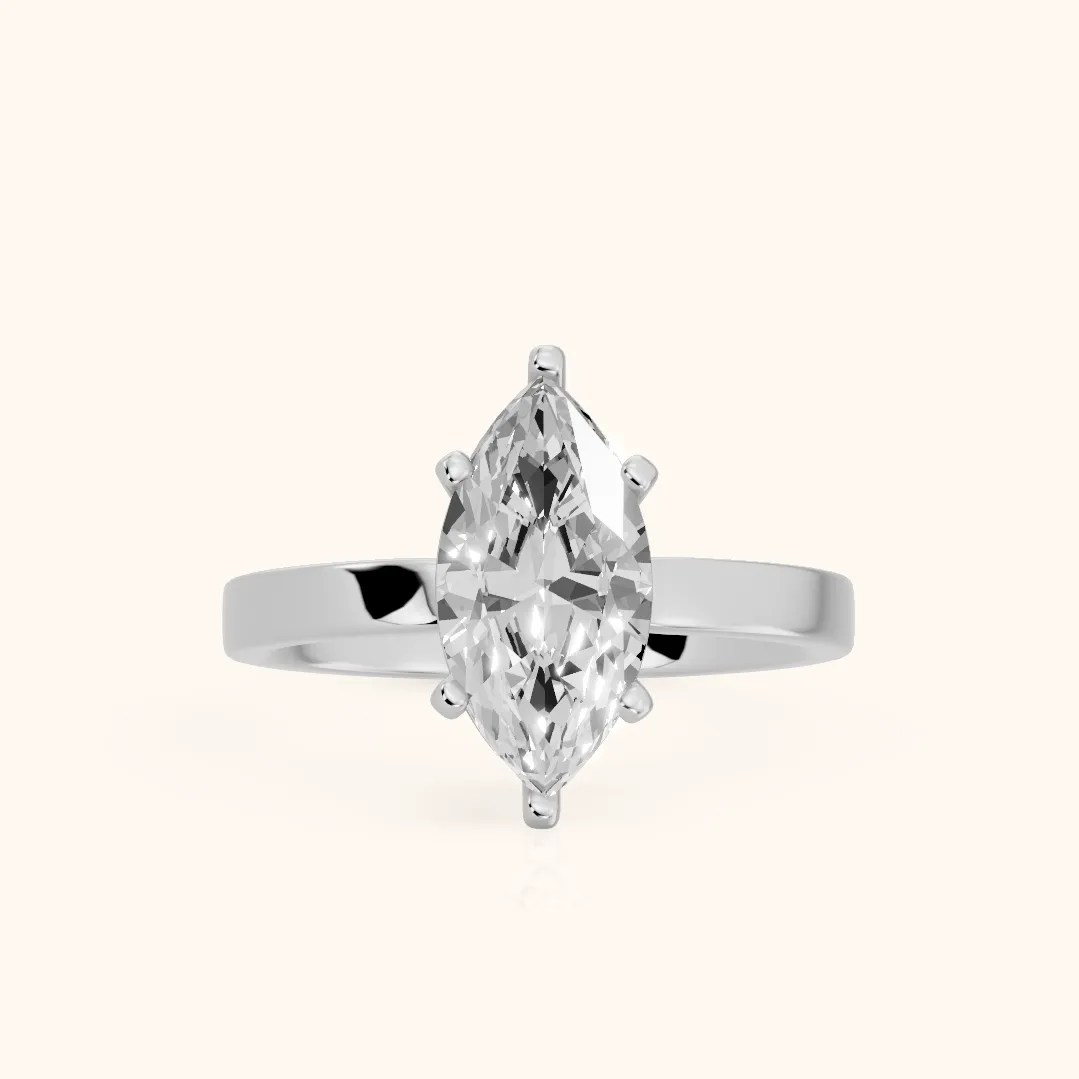 Delia Solitaire Marquise Diamond Engagement Ring in Silver — view 2