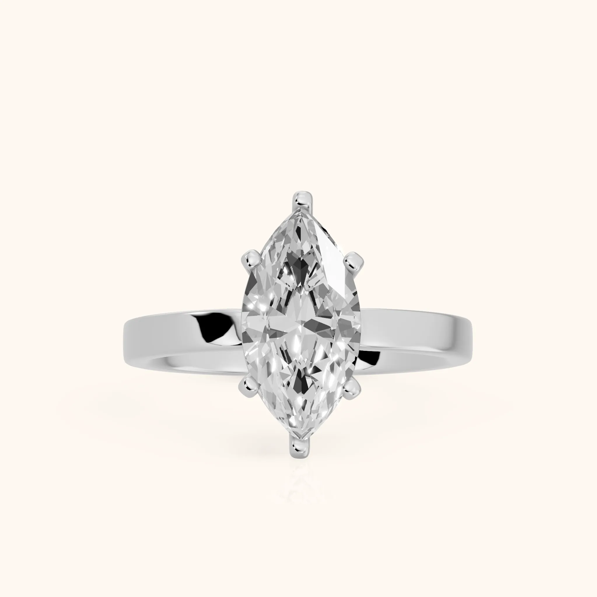 Delia Solitaire Marquise Diamond Engagement Ring in Silver — view 1
