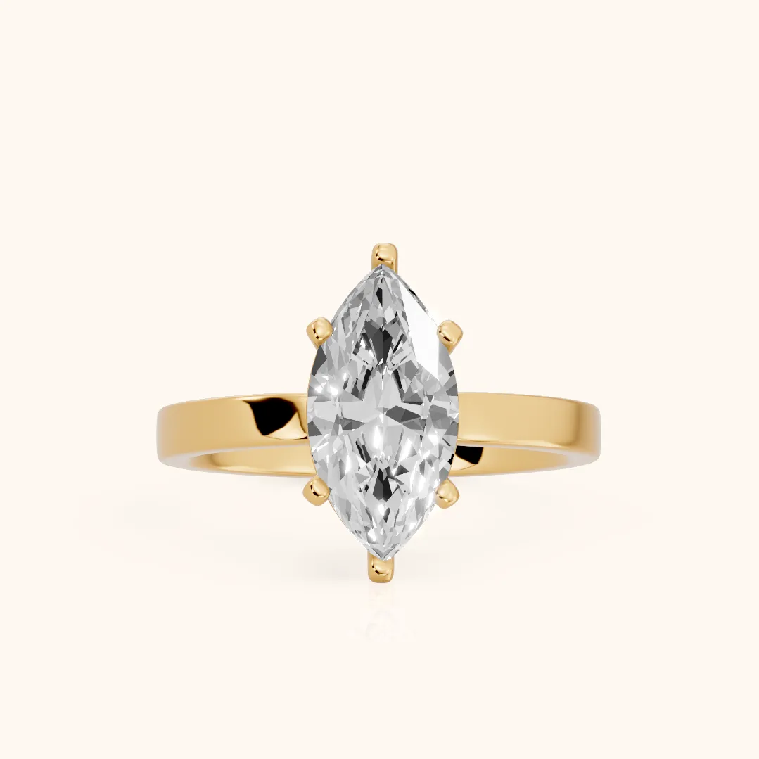 Delia Solitaire Marquise Diamond Engagement Ring in Yellow Gold — view 2