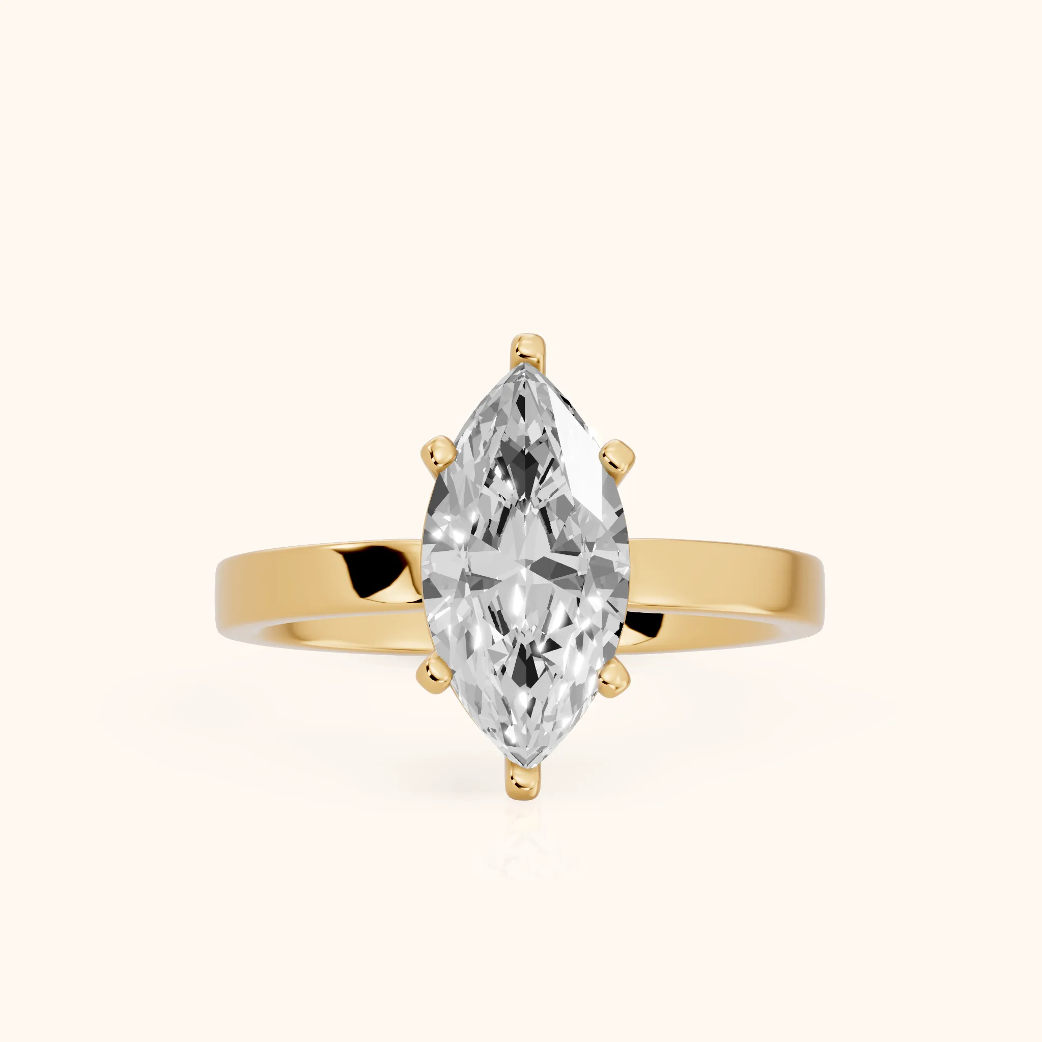Delia Solitaire Marquise Diamond Engagement Ring in Yellow Gold — view 1