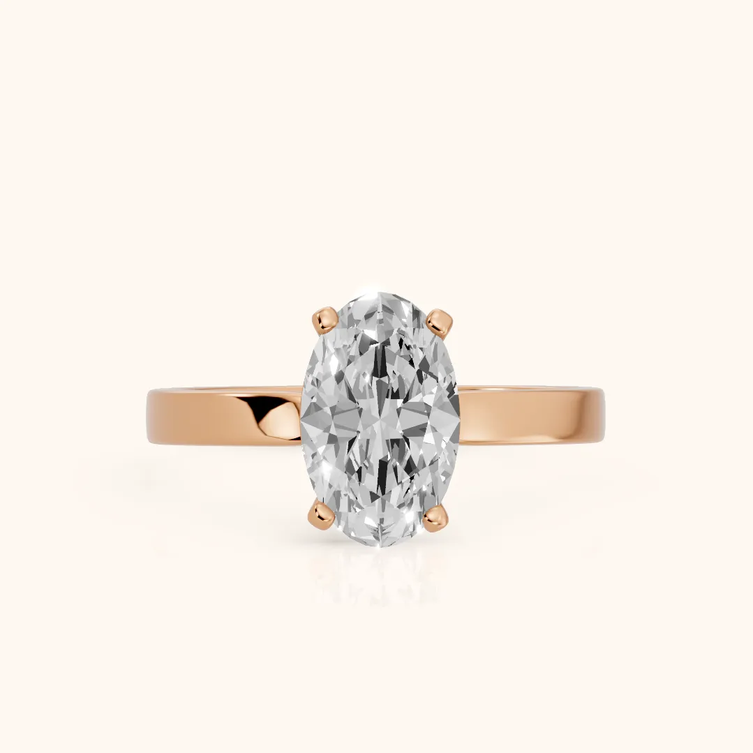 Delia Solitaire Oval Diamond Engagement Ring in Rose Gold — view 2